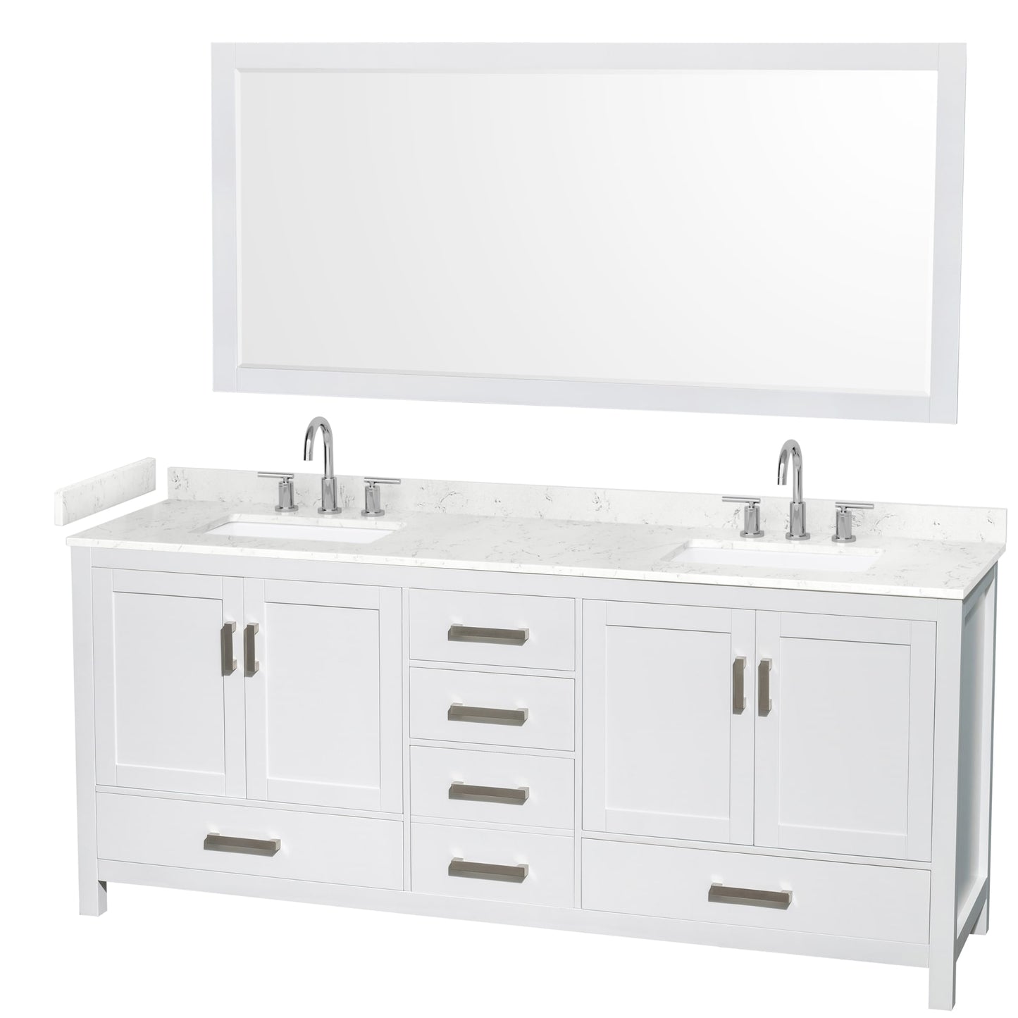Sheffield Bathroom Vanity with Countertop 80 inch Double Sink 3-hole Faucet Setup