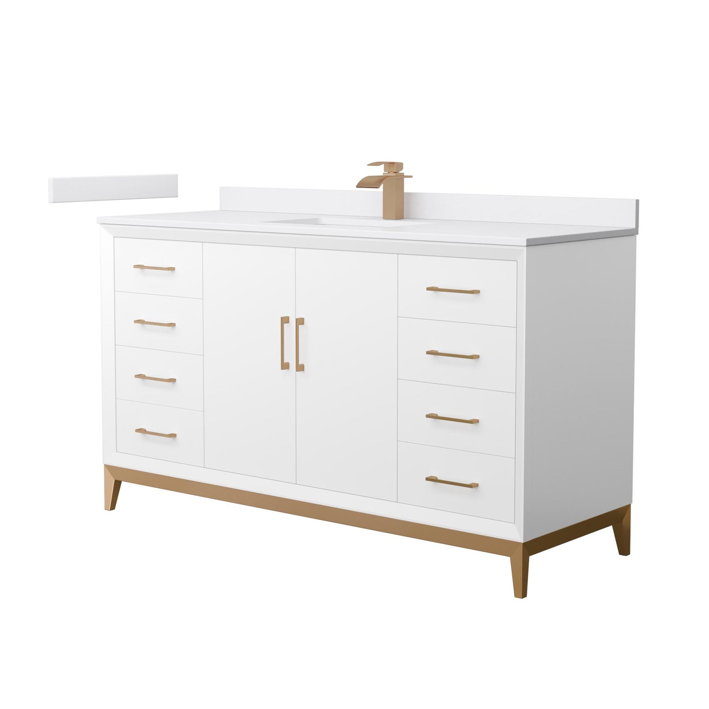 Amici Bathroom Vanity with Countertop 60 inch Single Sink Single hole Faucet Setup