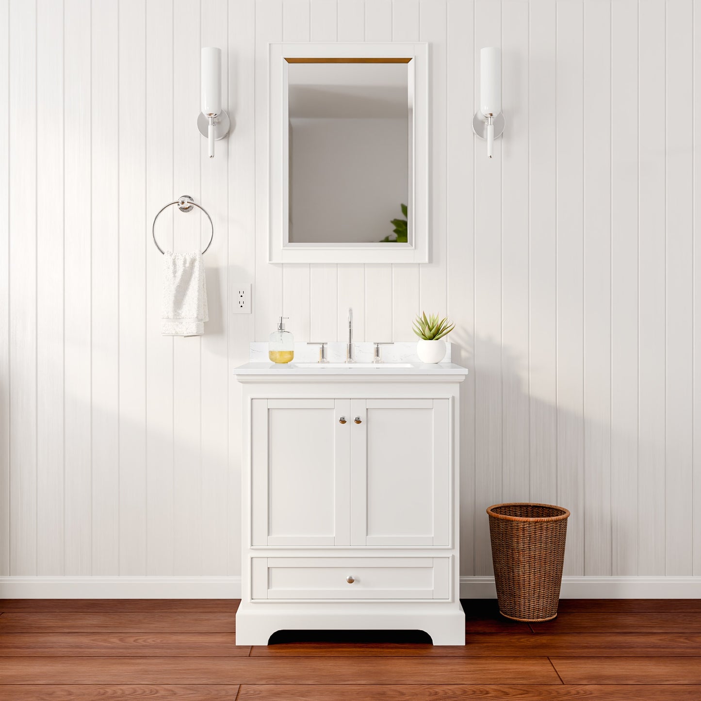 Deborah Bathroom Vanity with Countertop 30 inch Single Sink 3-hole Faucet Setup