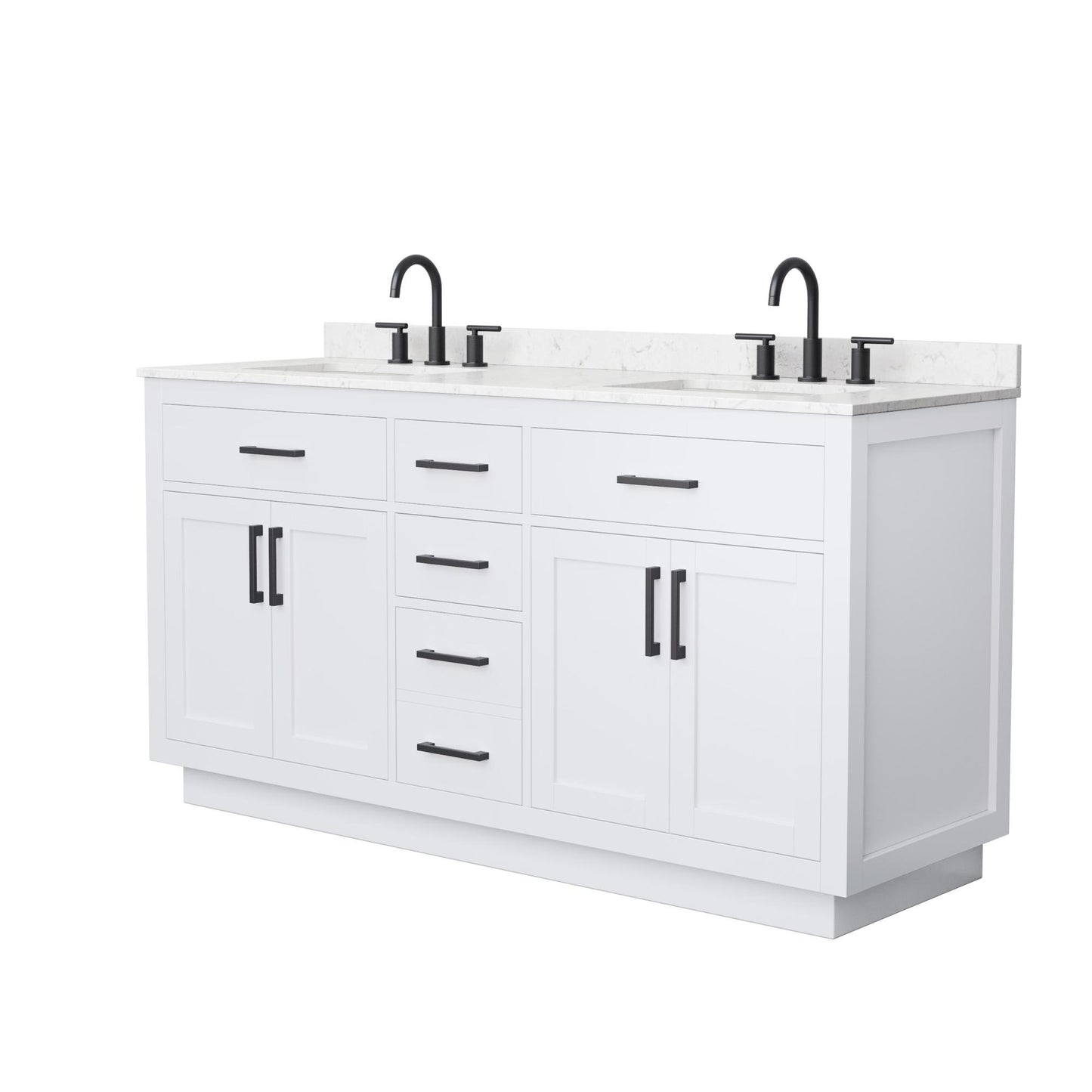 Beckett TK Bathroom Vanity with Countertop 66 inch Double Sink 3-hole Faucet Setup