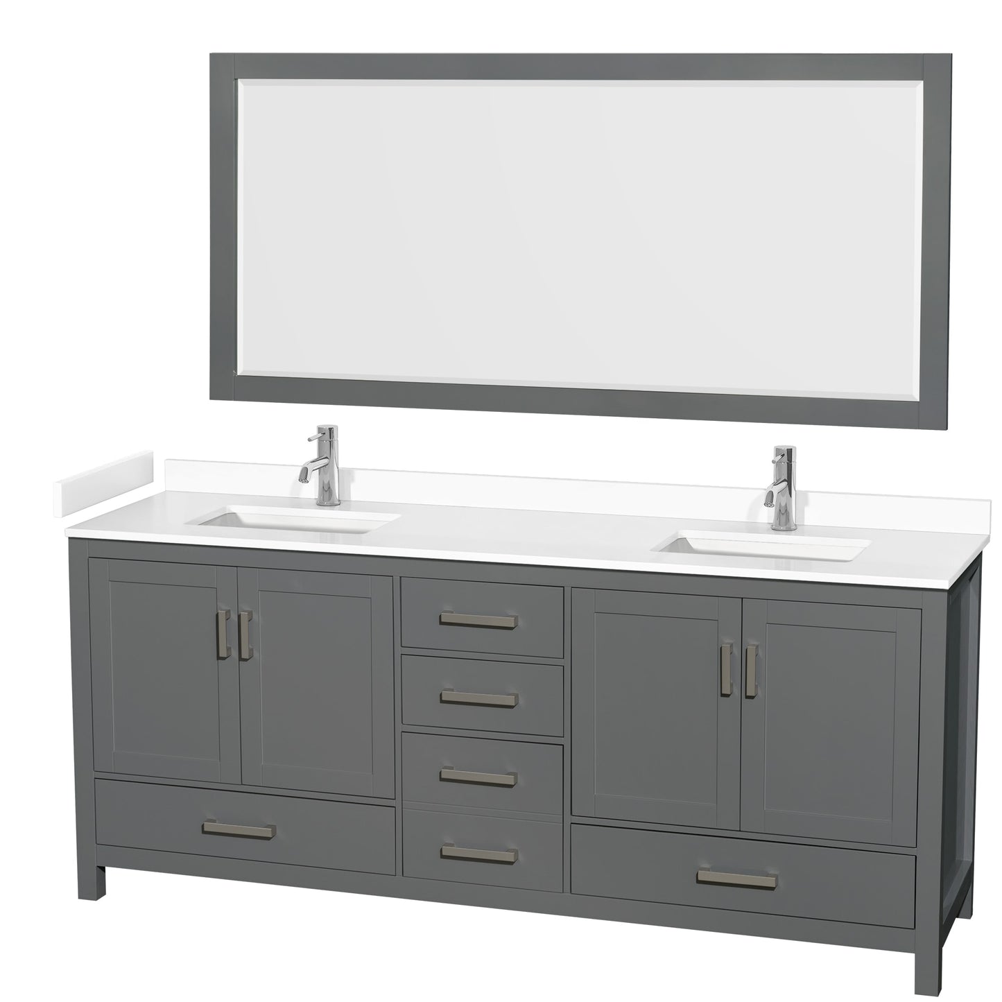 Sheffield Bathroom Vanity with Countertop 80 inch Double Sink Single hole Faucet Setup