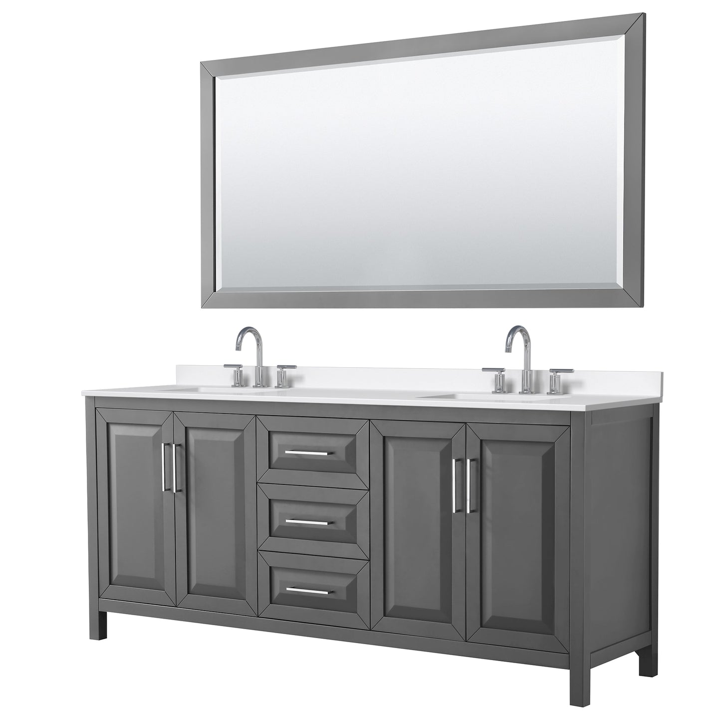 Daria Bathroom Vanity with Countertop 80 inch Double Sink 3-hole Faucet Setup