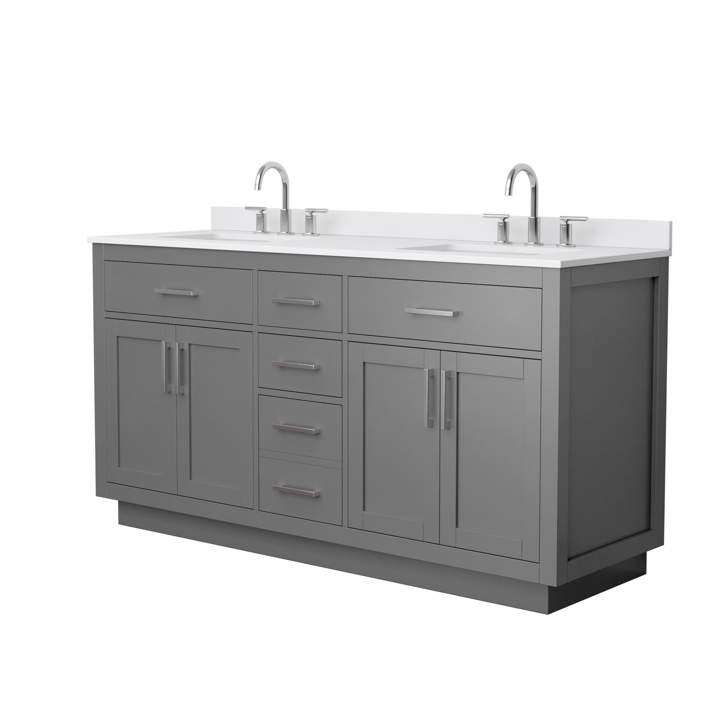 Beckett TK Bathroom Vanity with Countertop 66 inch Double Sink 3-hole Faucet Setup
