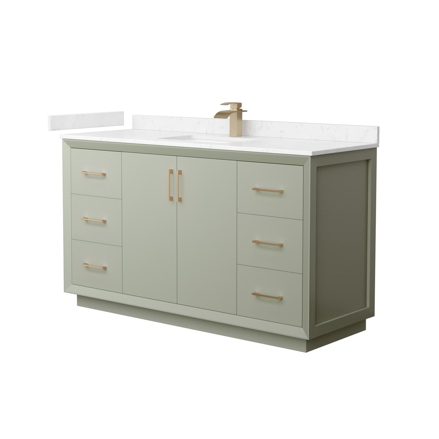 Strada Bathroom Vanity with Countertop 60 inch Single Sink Single hole Faucet Setup