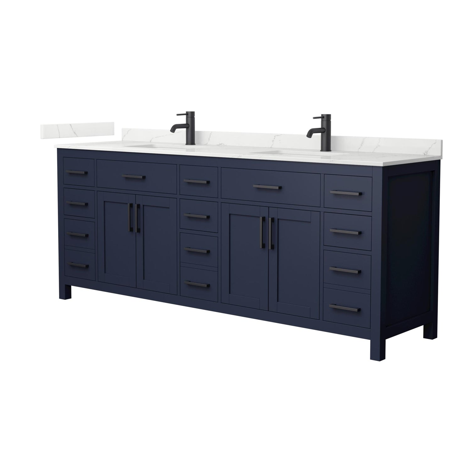 Beckett Bathroom Vanity with Countertop 84 inch Double Sink Single hole Faucet Setup