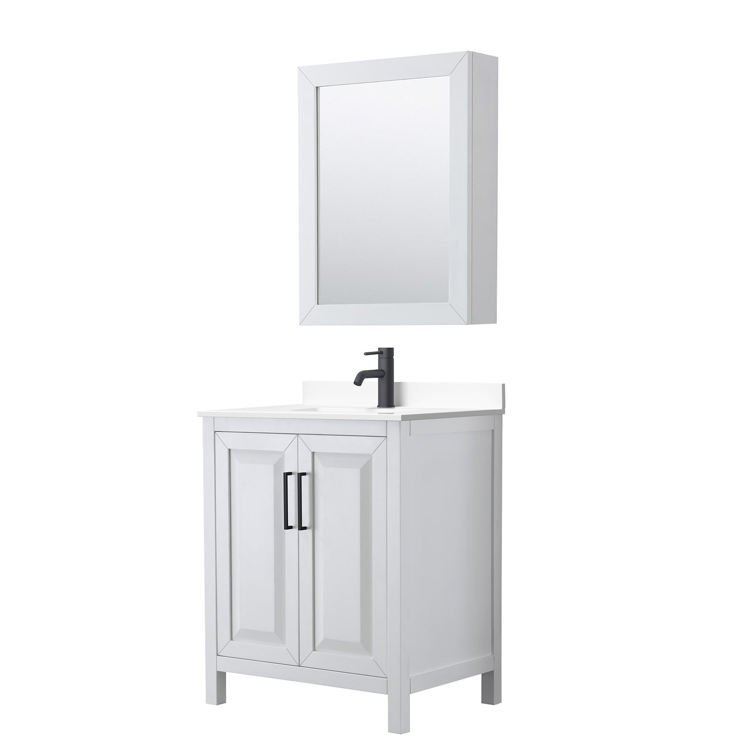 Daria Bathroom Vanity with Countertop 30 inch Single Sink Single hole Faucet Setup