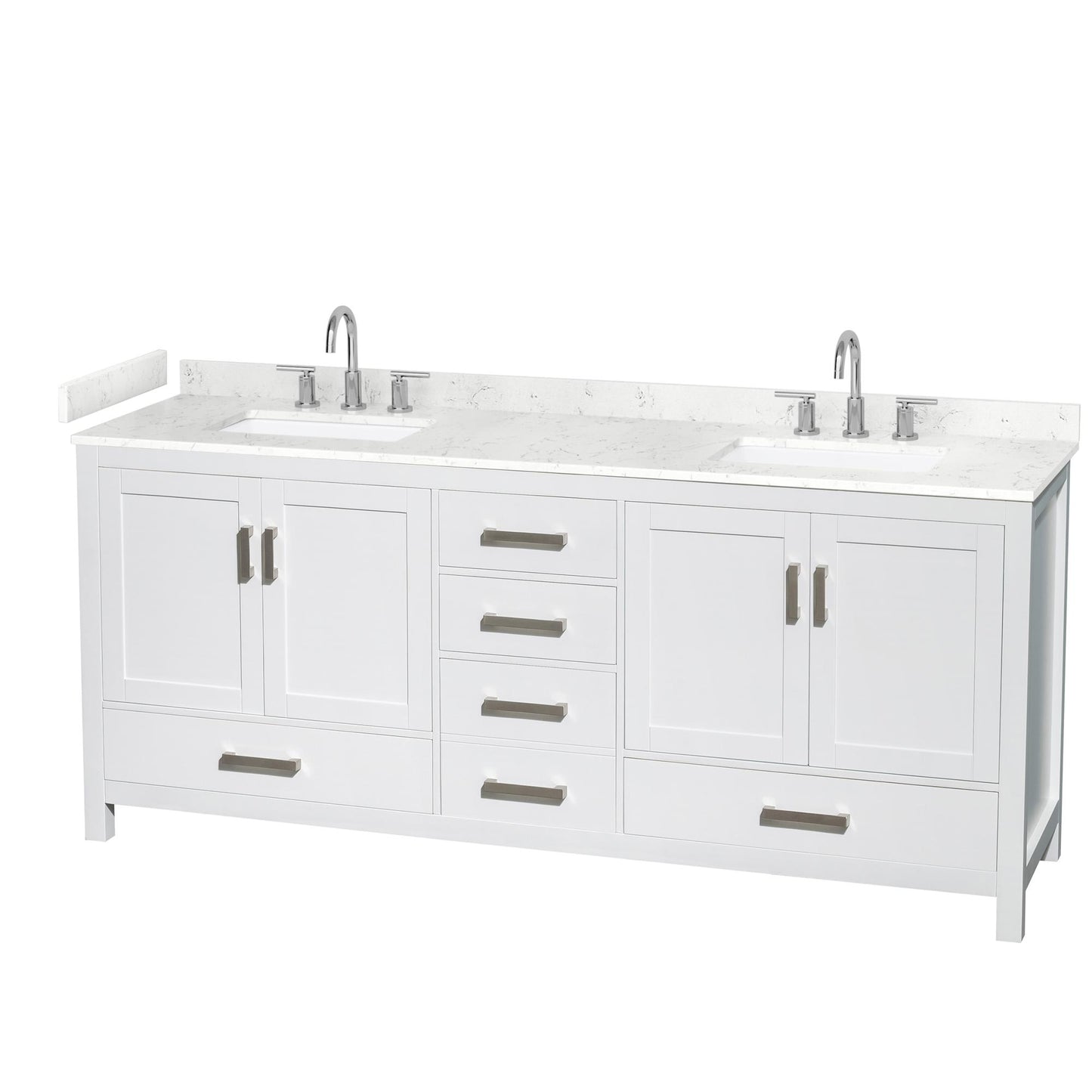 Sheffield Bathroom Vanity with Countertop 80 inch Double Sink 3-hole Faucet Setup
