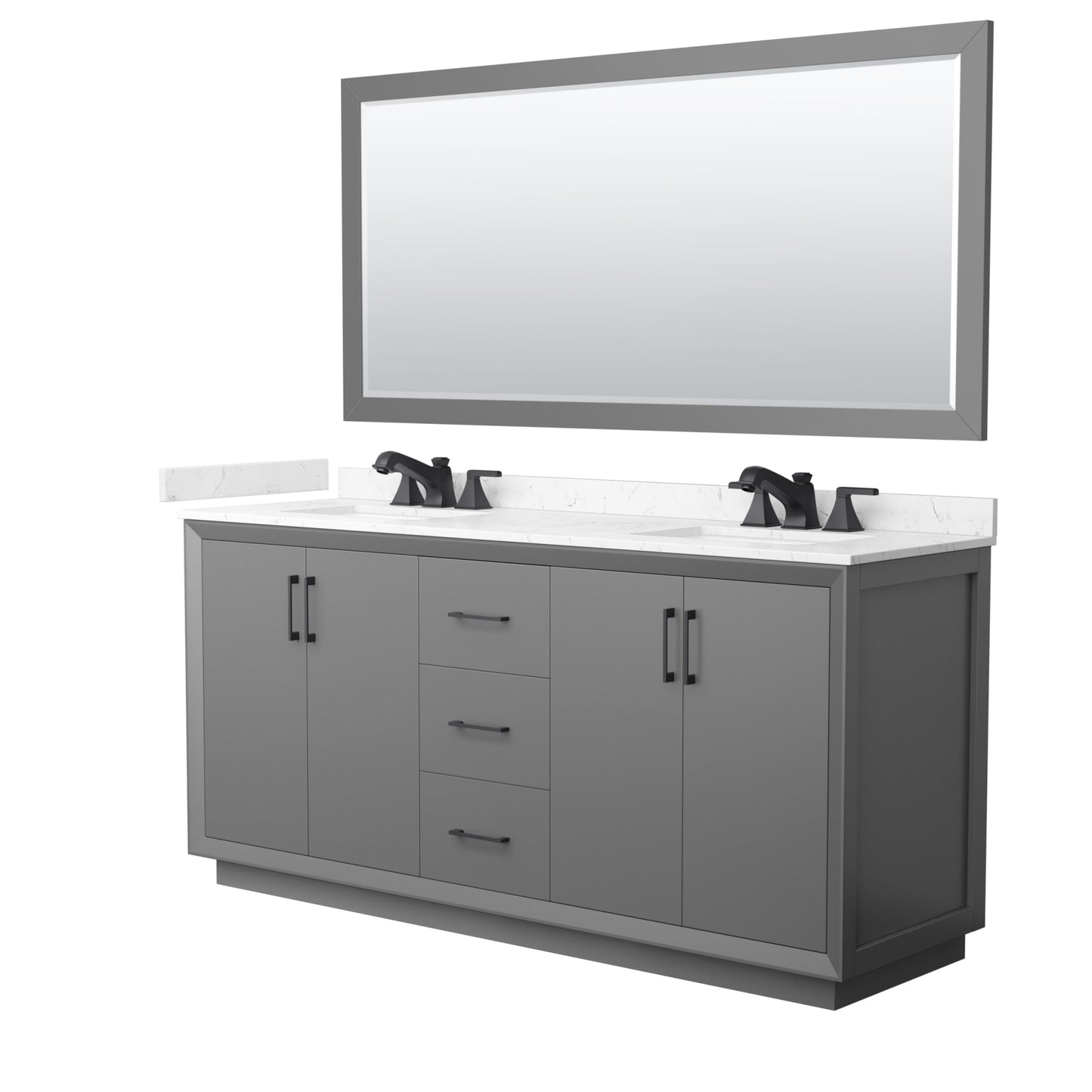 Strada Bathroom Vanity with Countertop 72 inch Double Sink 3-hole Faucet Setup