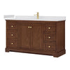 Custom image for Dark Walnut with Brushed Gold Trim / White Cultured Marble / No Mirror