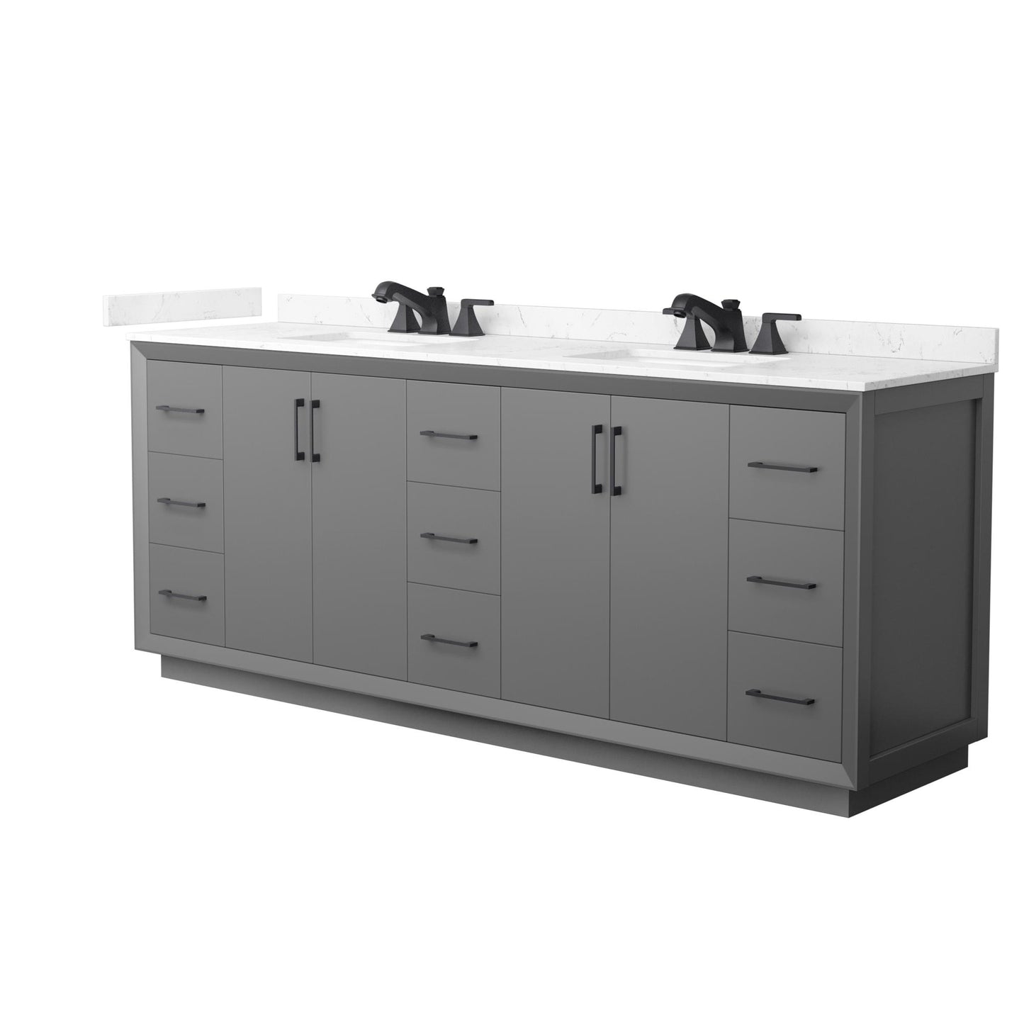 Strada Bathroom Vanity with Countertop 84 inch Double Sink 3-hole Faucet Setup