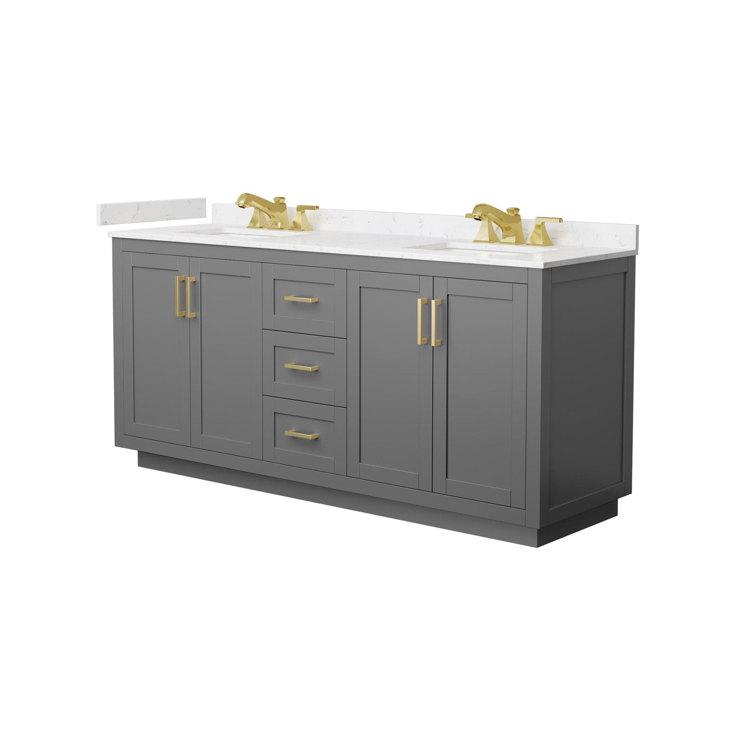 Miranda Bathroom Vanity with Countertop 72 inch Double Sink 3-hole Faucet Setup
