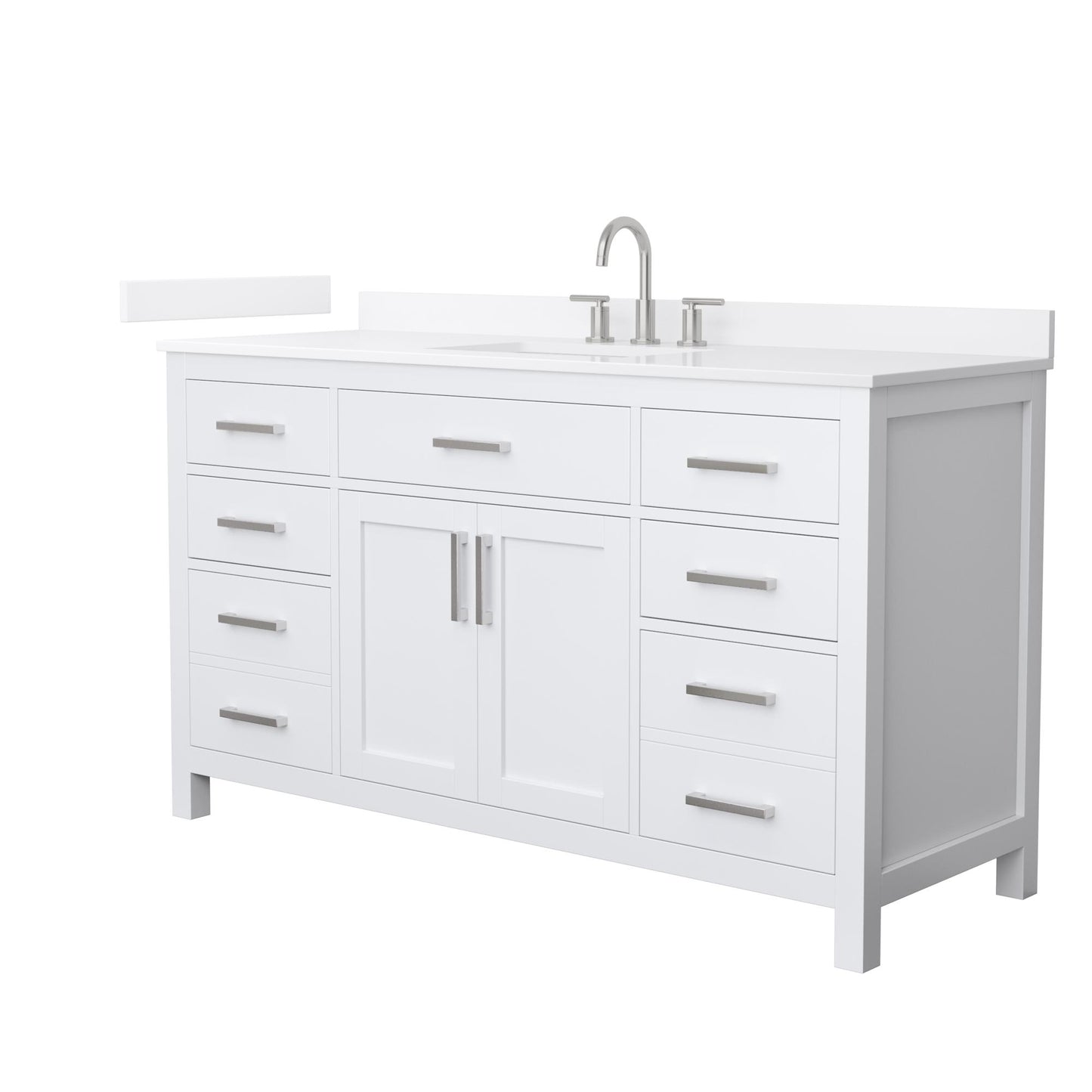Beckett Bathroom Vanity with Countertop 60 inch Single Sink 3-hole Faucet Setup