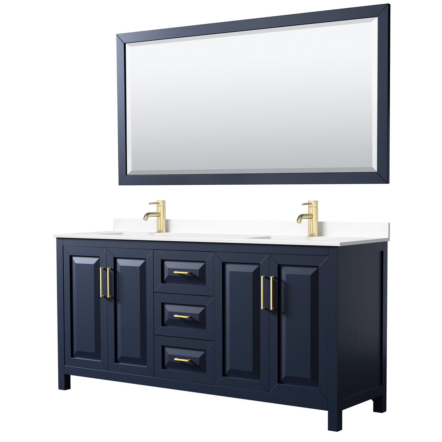 Daria Bathroom Vanity with Countertop 72 inch Double Sink Single hole Faucet Setup