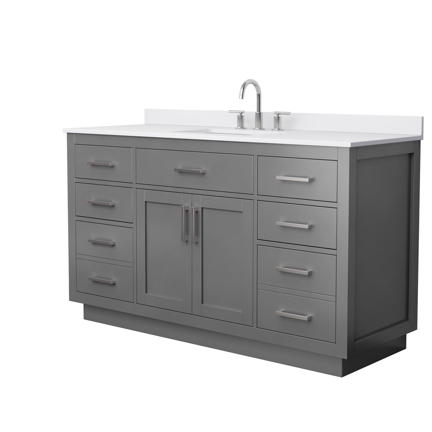 Beckett TK Bathroom Vanity with Countertop 60 inch Single Sink 3-hole Faucet Setup