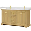 Custom image for Honey Oak with Brushed Gold Trim / White Quartz / No Mirror