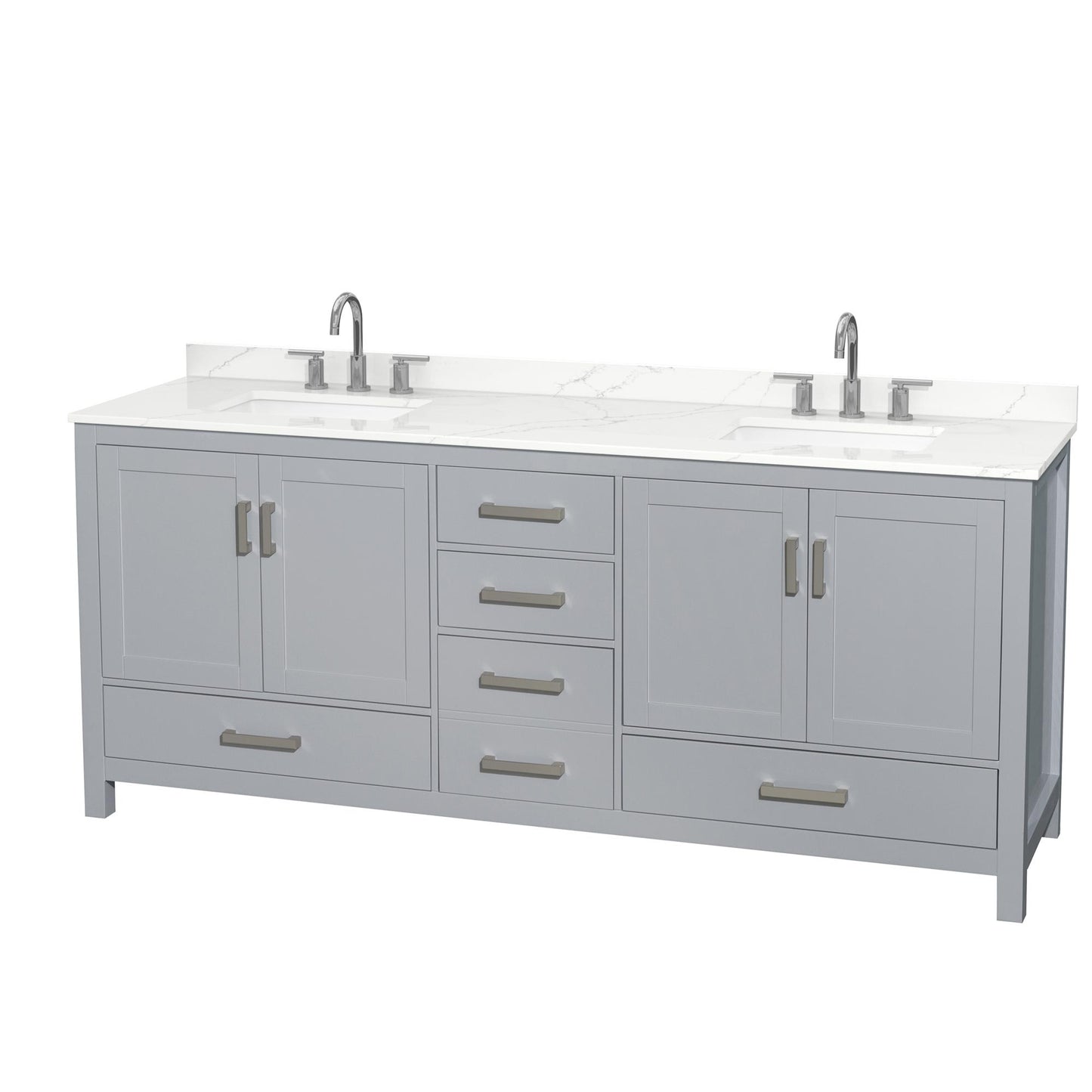 Sheffield Bathroom Vanity with Countertop 80 inch Double Sink 3-hole Faucet Setup