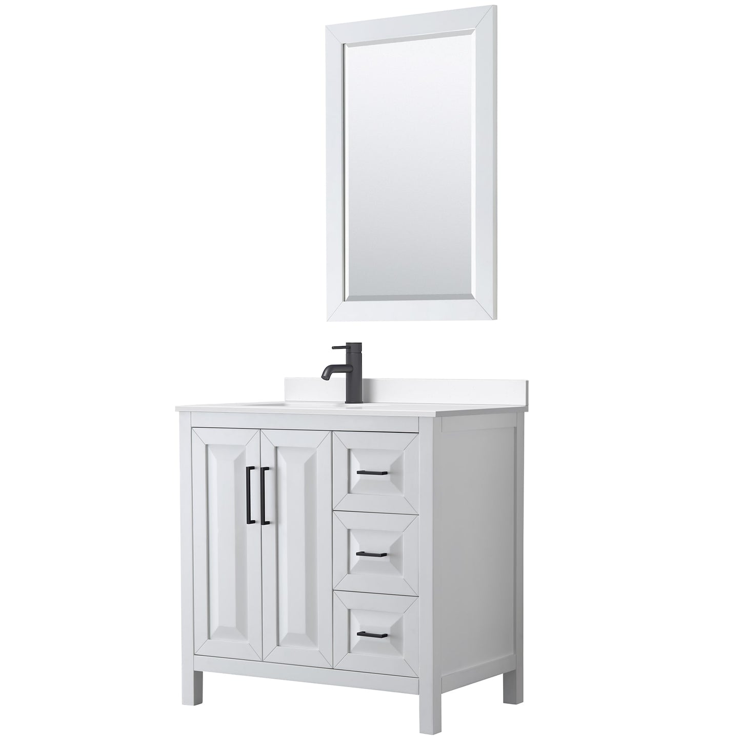 Daria Bathroom Vanity with Countertop 36 inch Single Sink Single hole Faucet Setup
