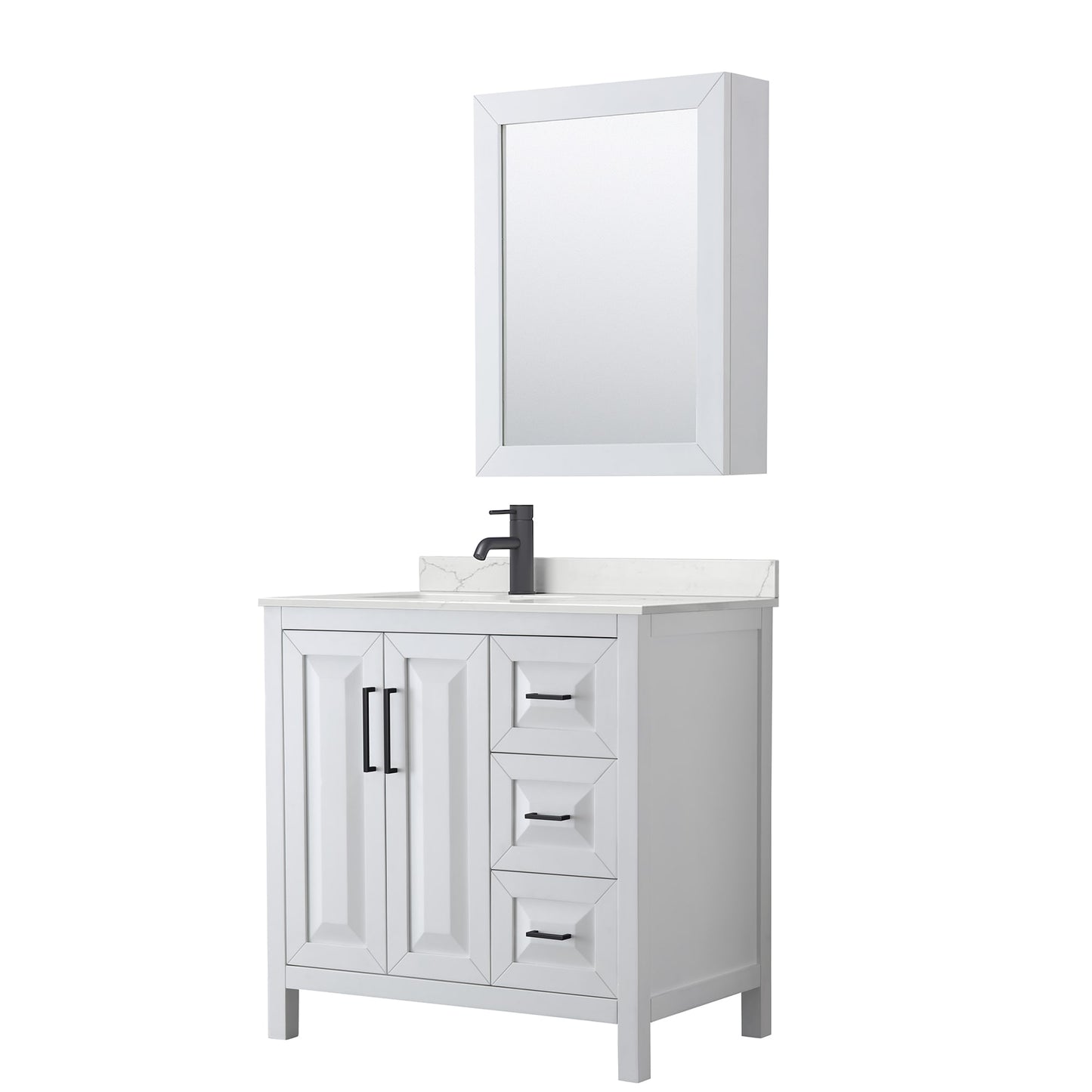 Daria Bathroom Vanity with Countertop 36 inch Single Sink Single hole Faucet Setup