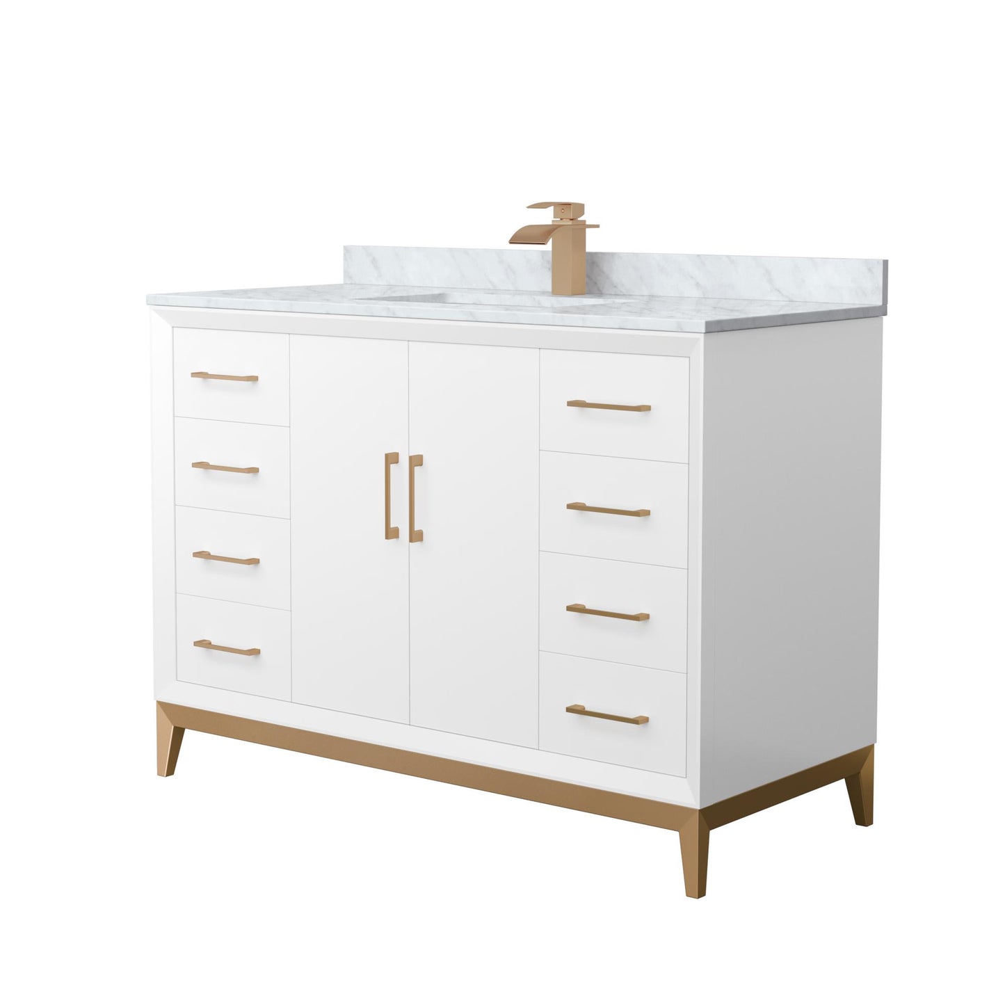 Amici Bathroom Vanity with Countertop 48 inch Single Sink Single hole Faucet Setup