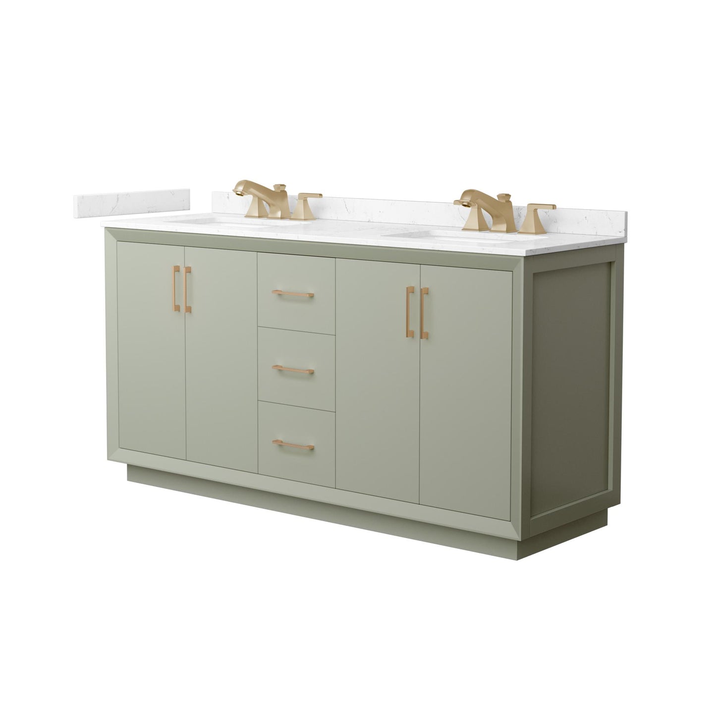 Strada Bathroom Vanity with Countertop 66 inch Double Sink 3-hole Faucet Setup