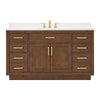 Custom image for Dark Oak with Brushed Gold Trim / White Cultured Marble / No Mirror