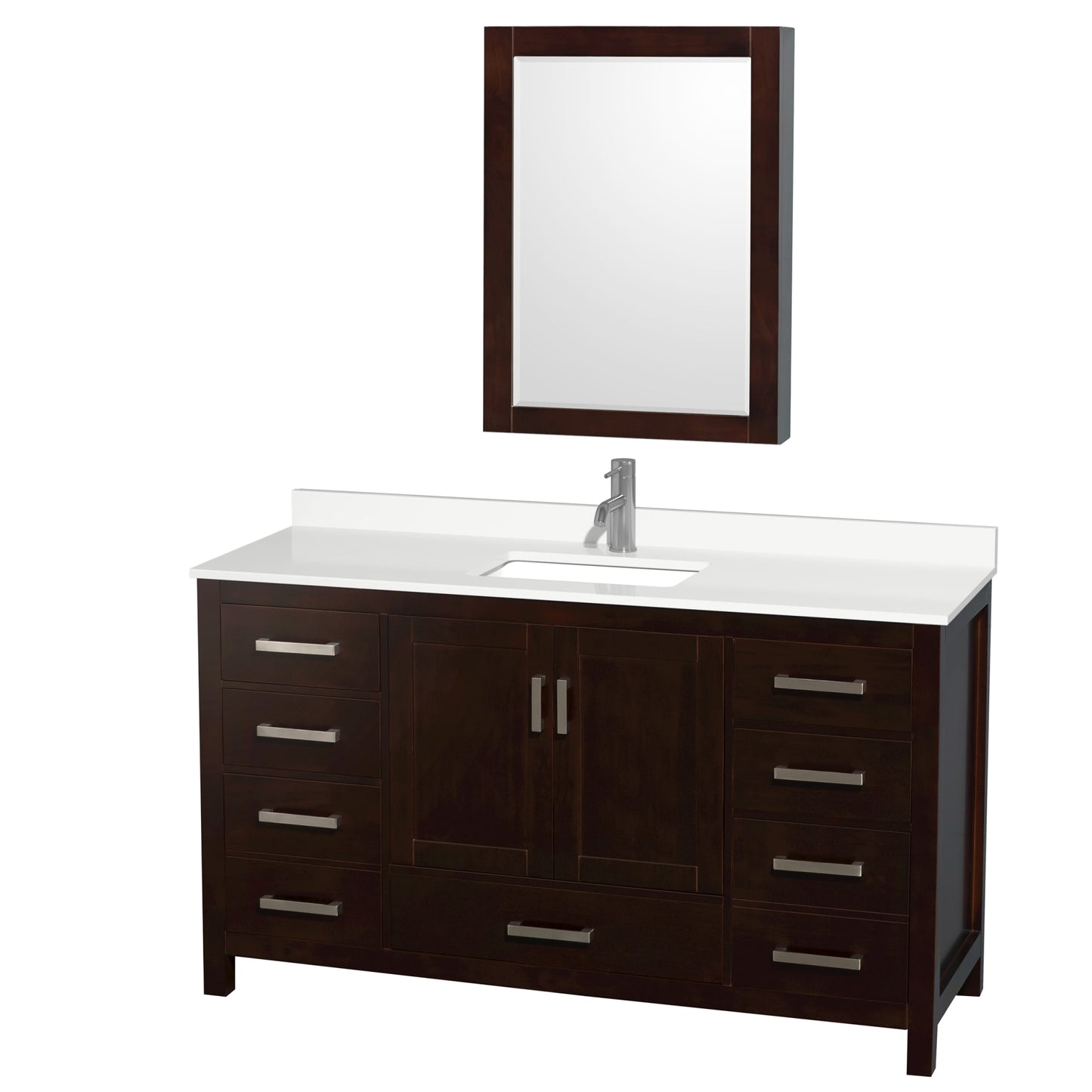 Sheffield Bathroom Vanity with Countertop 60 inch Single Sink Single hole Faucet Setup