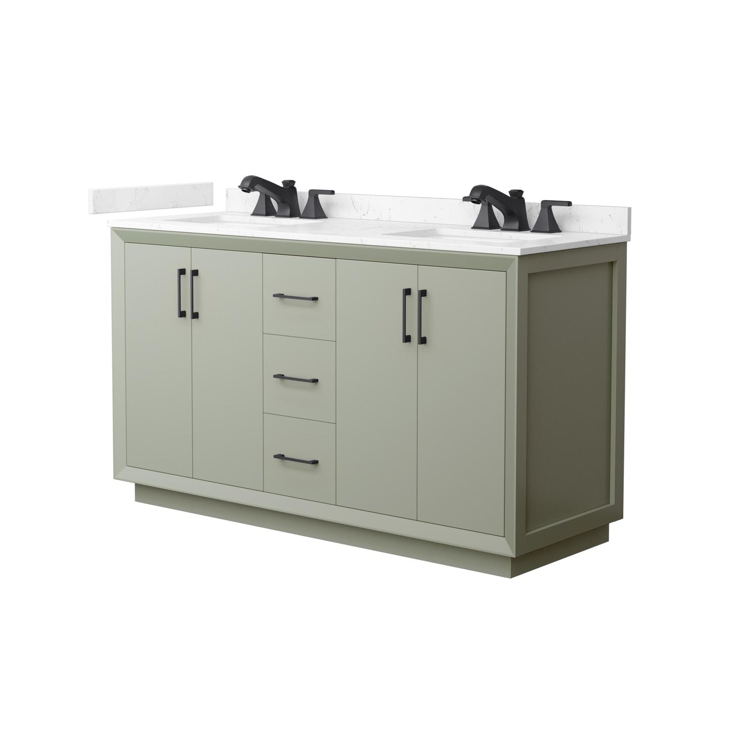 Strada Bathroom Vanity with Countertop 60 inch Double Sink 3-hole Faucet Setup