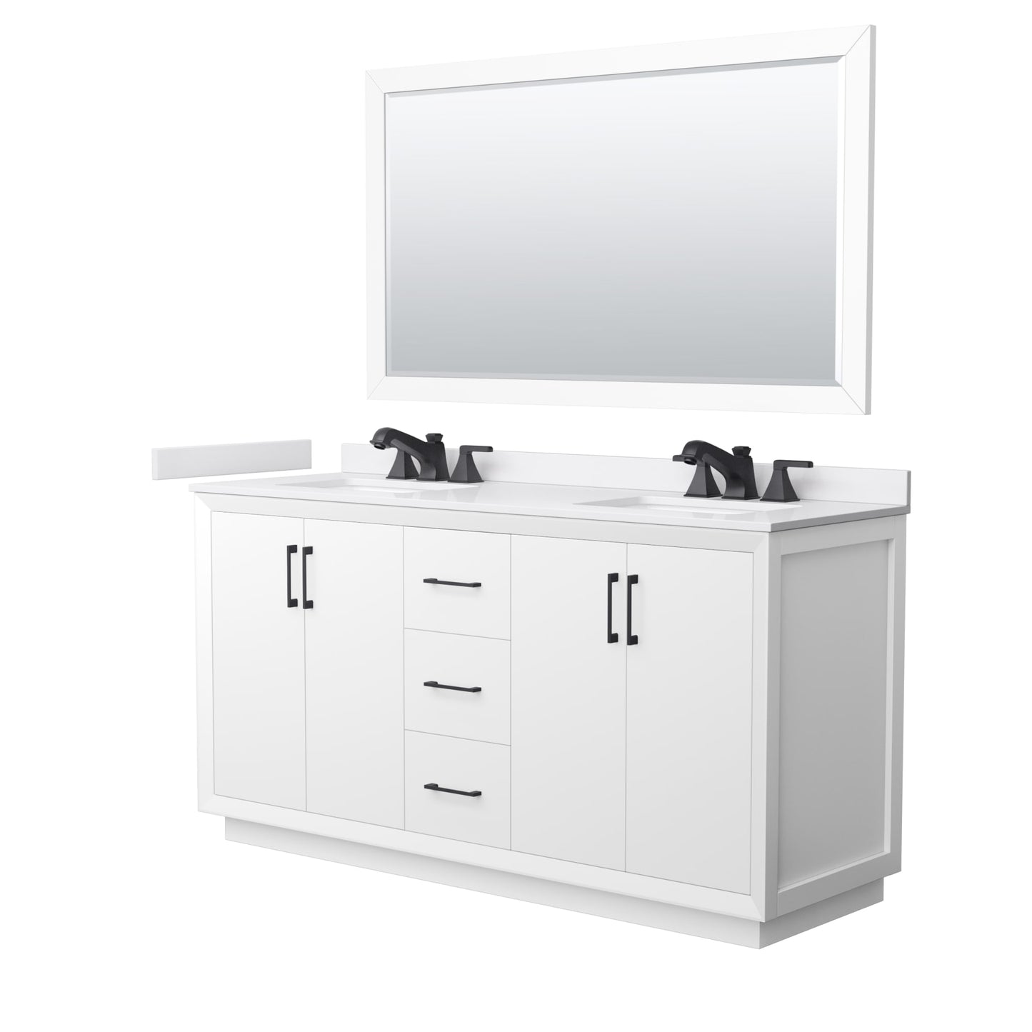 Strada Bathroom Vanity with Countertop 66 inch Double Sink 3-hole Faucet Setup