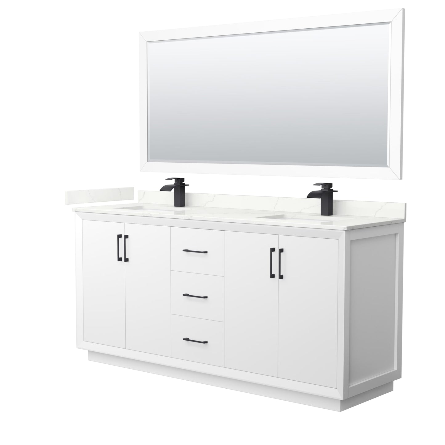 Strada Bathroom Vanity with Countertop 72 inch Double Sink Single hole Faucet Setup