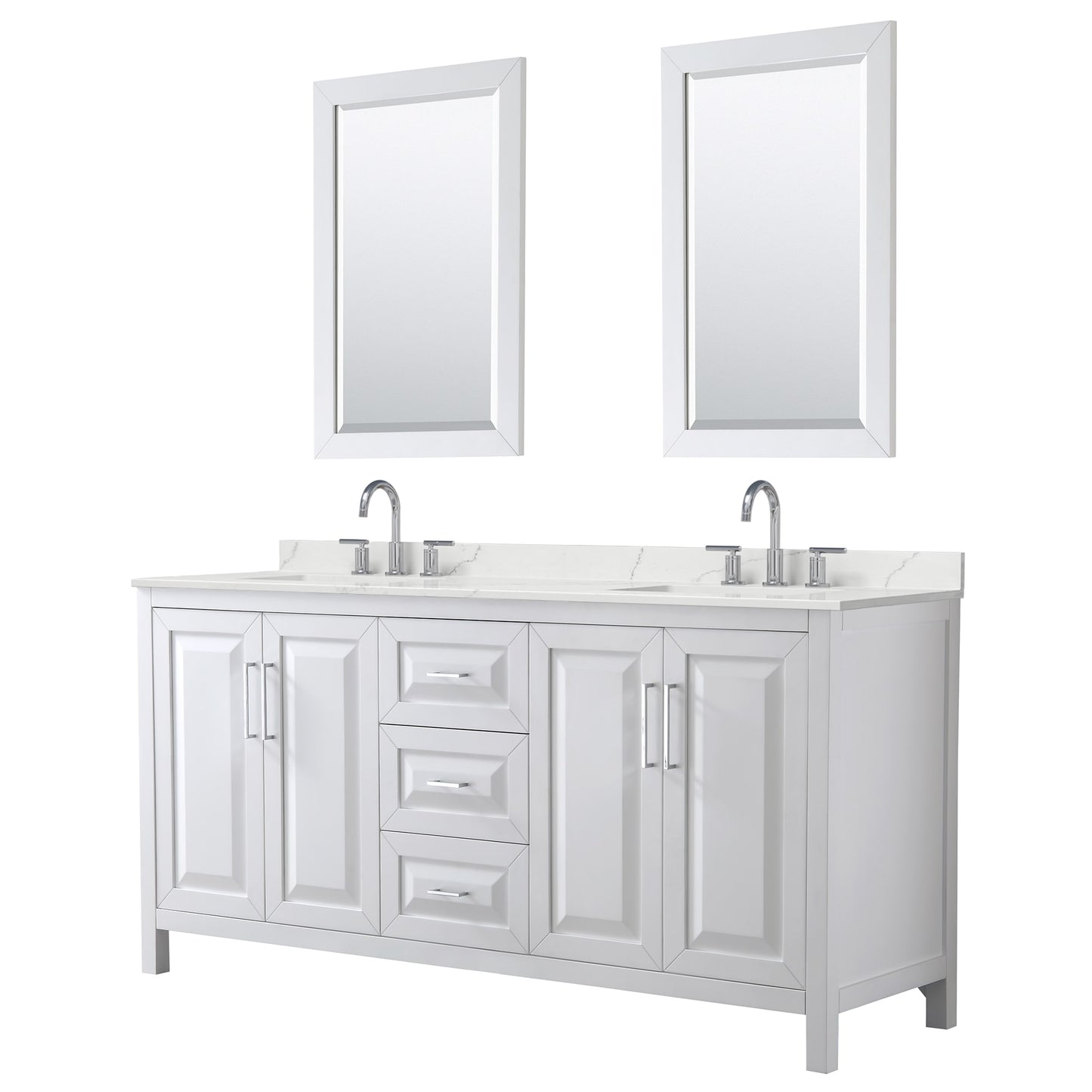 Daria Bathroom Vanity with Countertop 72 inch Double Sink 3-hole Faucet Setup