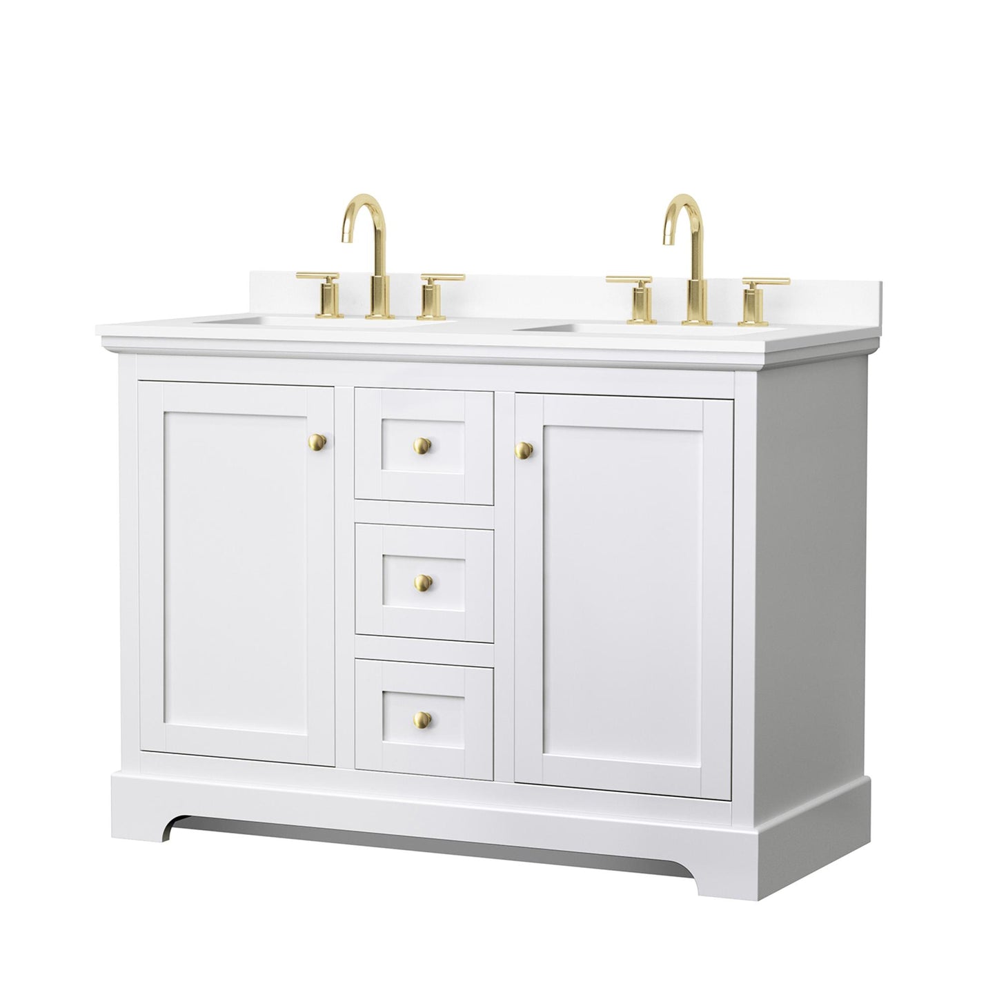 Avery Bathroom Vanity with Countertop 48 inch Double Sink 3-hole Faucet Setup