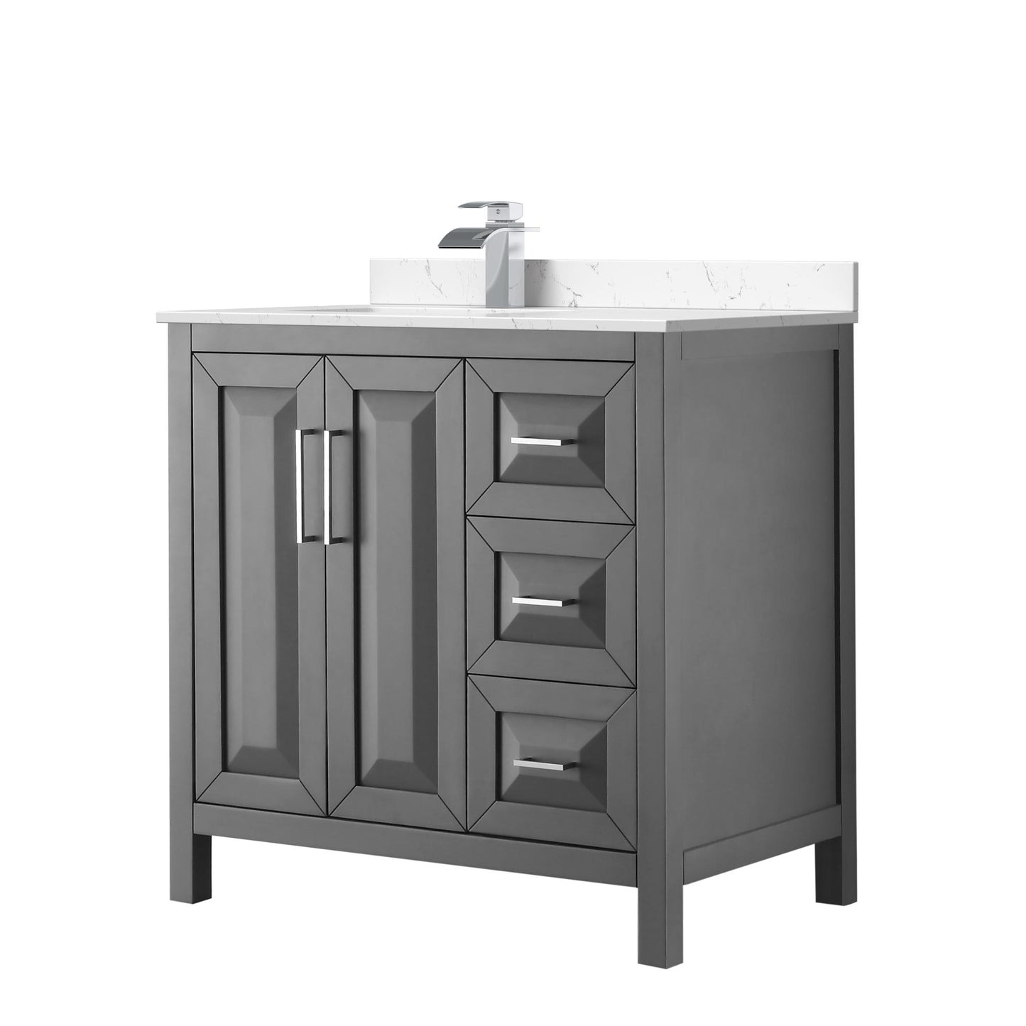 Daria Bathroom Vanity with Countertop 36 inch Single Sink Single hole Faucet Setup