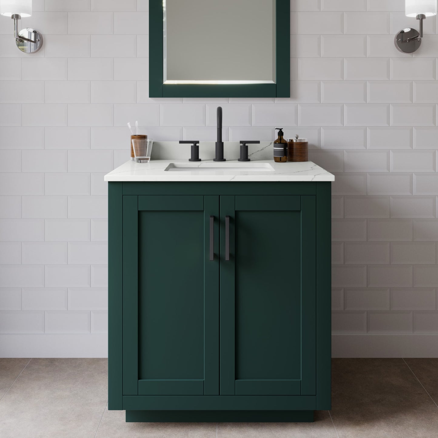 Miranda Bathroom Vanity with Countertop 30 inch Single Sink 3-hole Faucet Setup