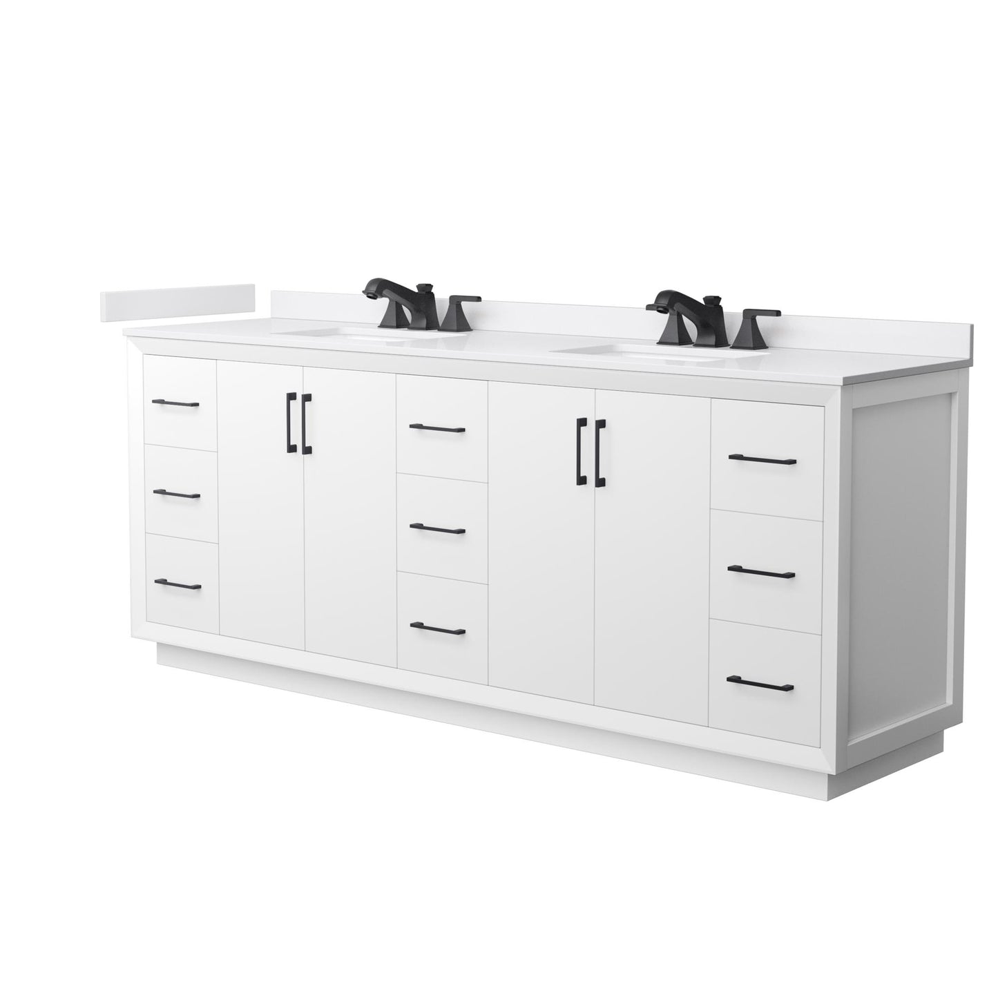 Strada Bathroom Vanity with Countertop 84 inch Double Sink 3-hole Faucet Setup