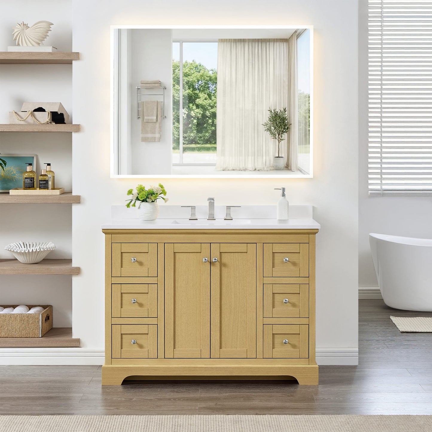 Avery Bathroom Vanity with Countertop 48 inch Single Sink 3-hole Faucet Setup