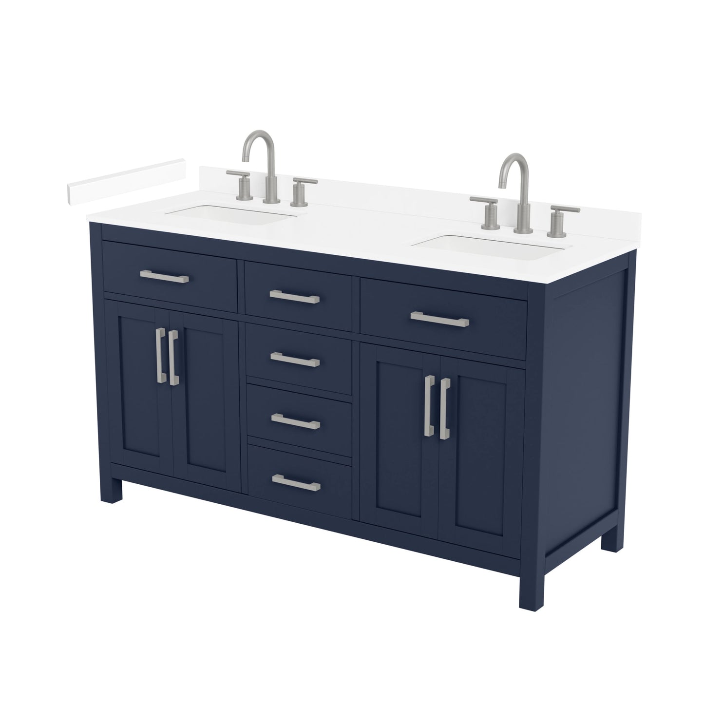 Beckett Bathroom Vanity with Countertop 60 inch Double Sink 3-hole Faucet Setup