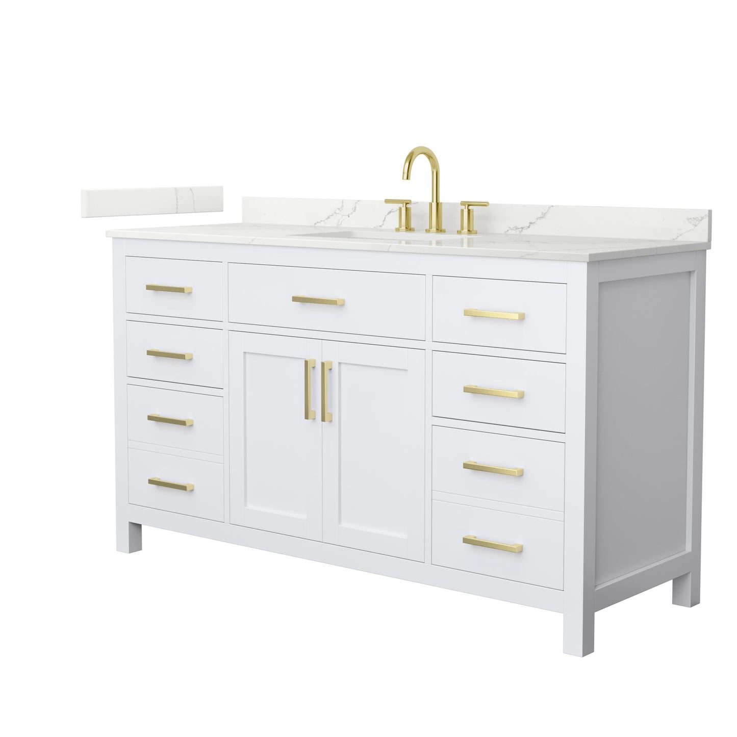 Beckett Bathroom Vanity with Countertop 60 inch Single Sink 3-hole Faucet Setup