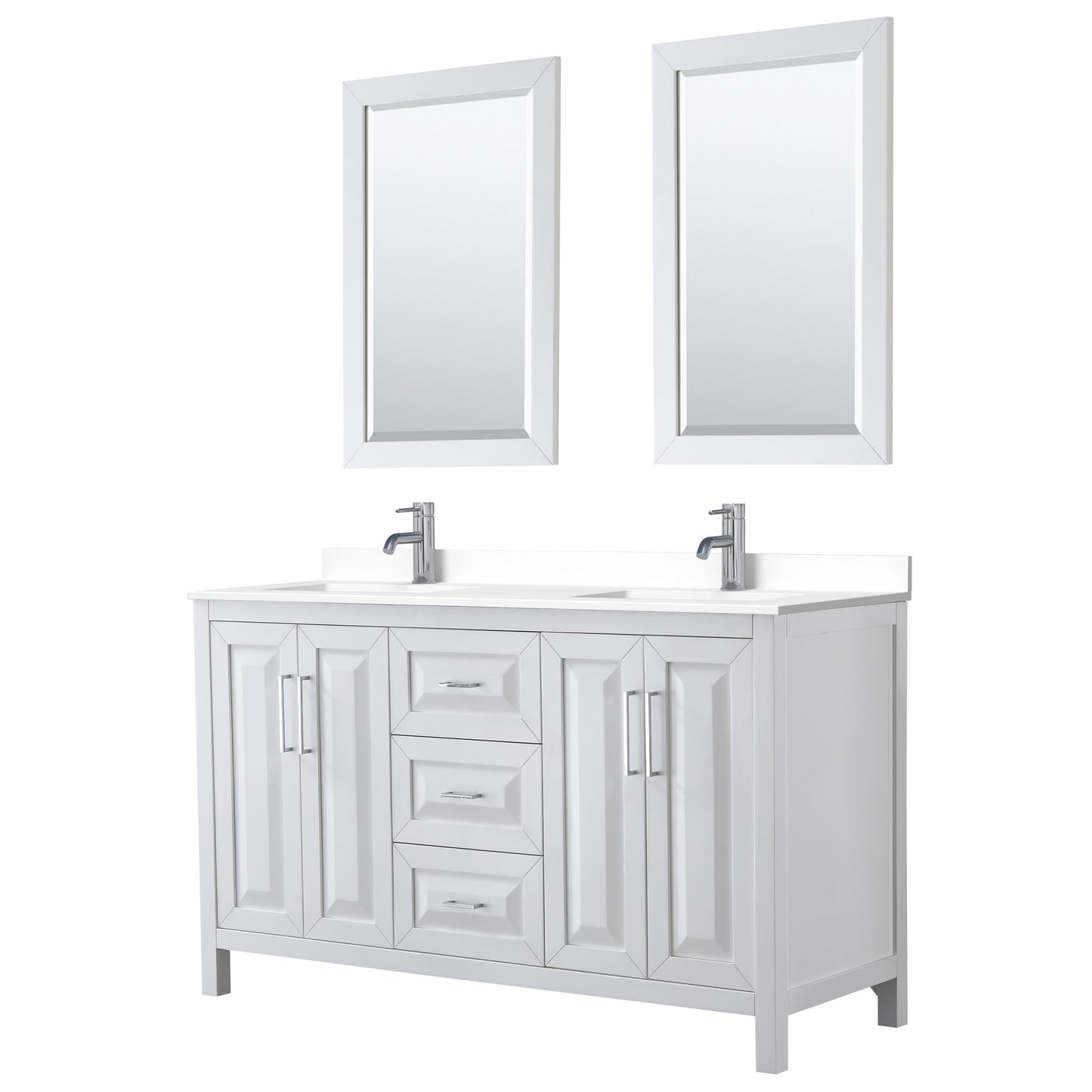 Daria Bathroom Vanity with Countertop 60 inch Double Sink Single hole Faucet Setup