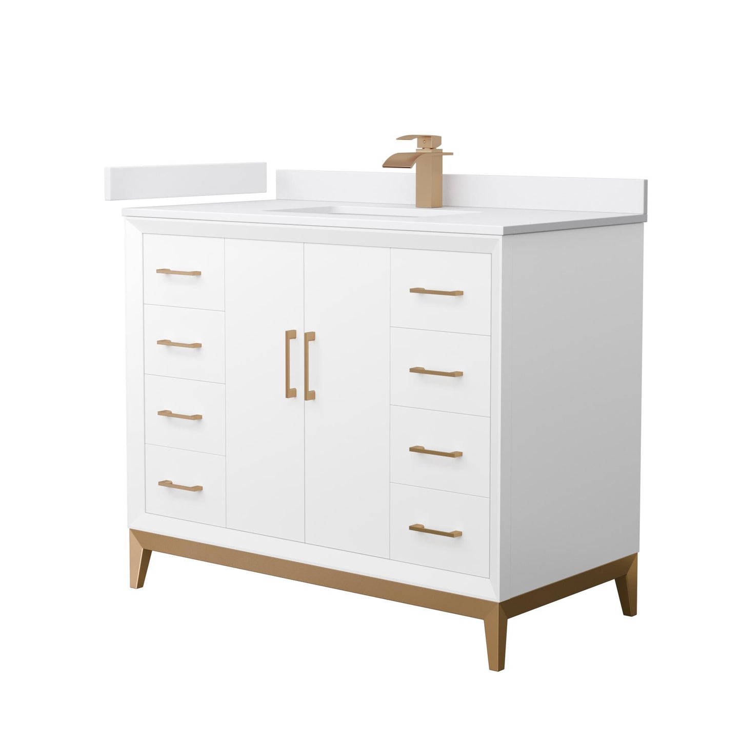 Amici Bathroom Vanity with Countertop 42 inch Single Sink Single hole Faucet Setup