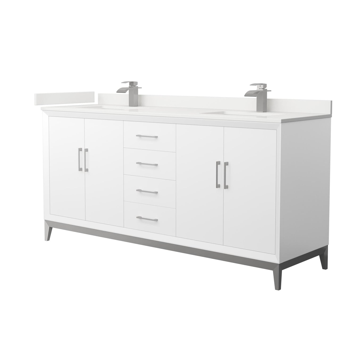 Amici Bathroom Vanity with Countertop 72 inch Double Sink Single hole Faucet Setup