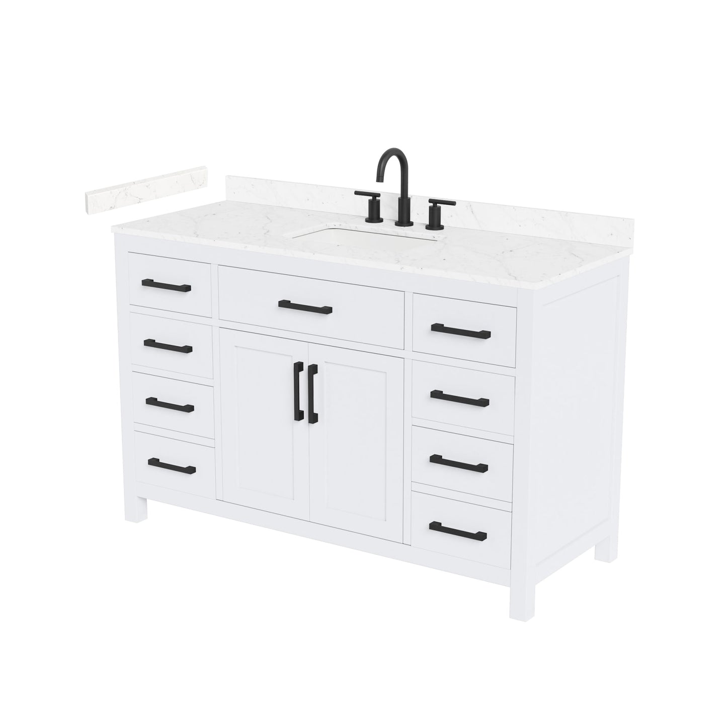 Beckett Bathroom Vanity with Countertop 54 inch Single Sink 3-hole Faucet Setup