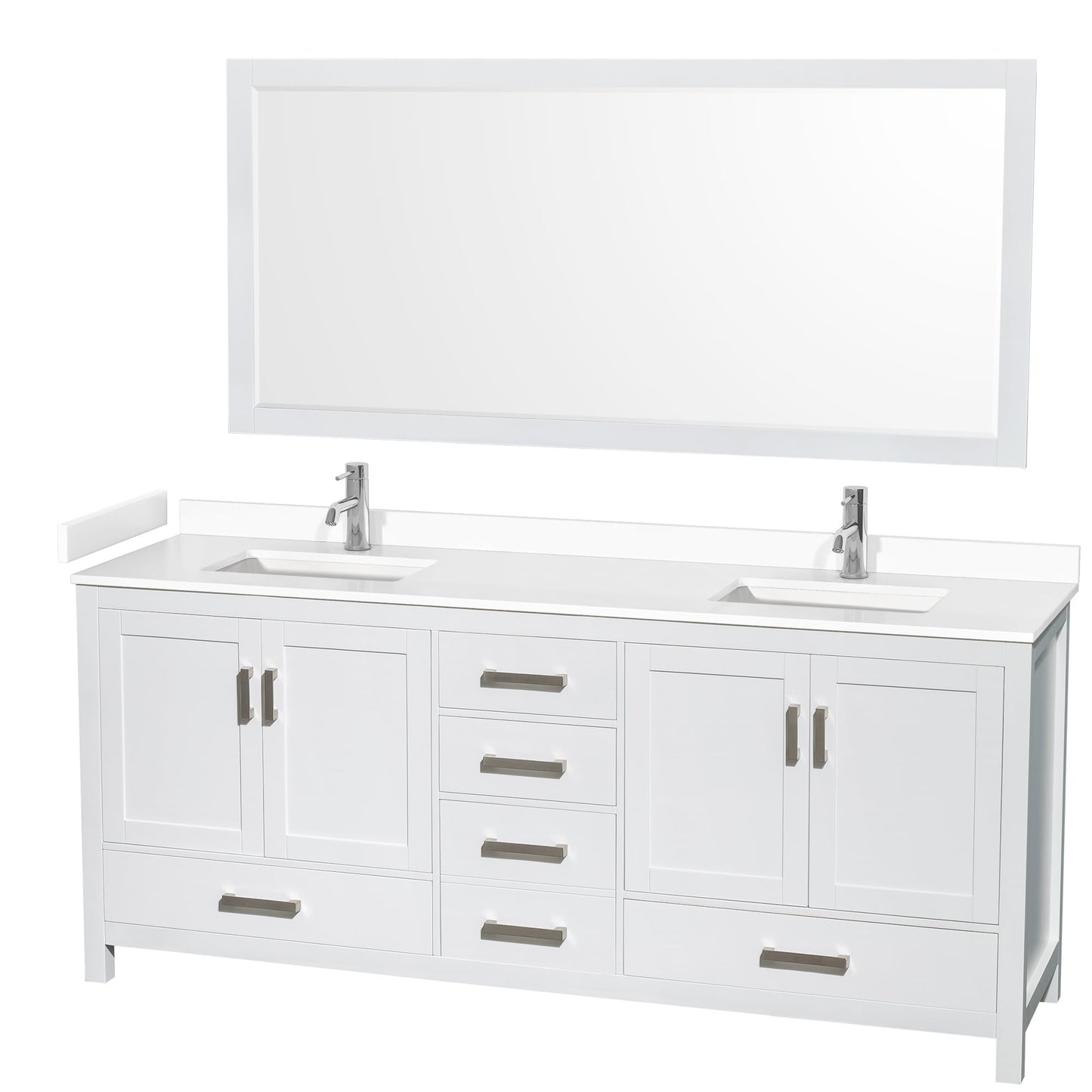 Sheffield Bathroom Vanity with Countertop 80 inch Double Sink Single hole Faucet Setup