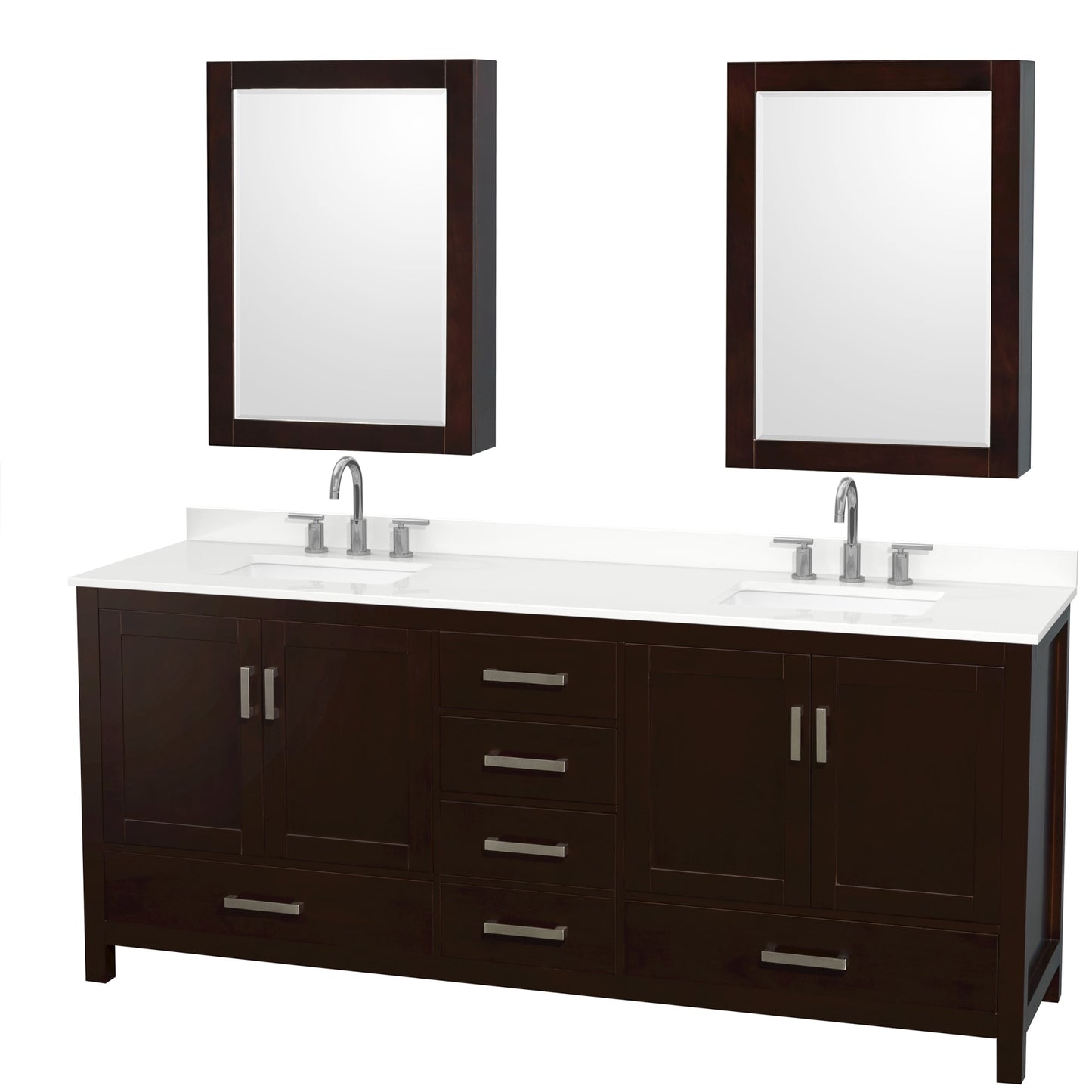Sheffield Bathroom Vanity with Countertop 80 inch Double Sink 3-hole Faucet Setup