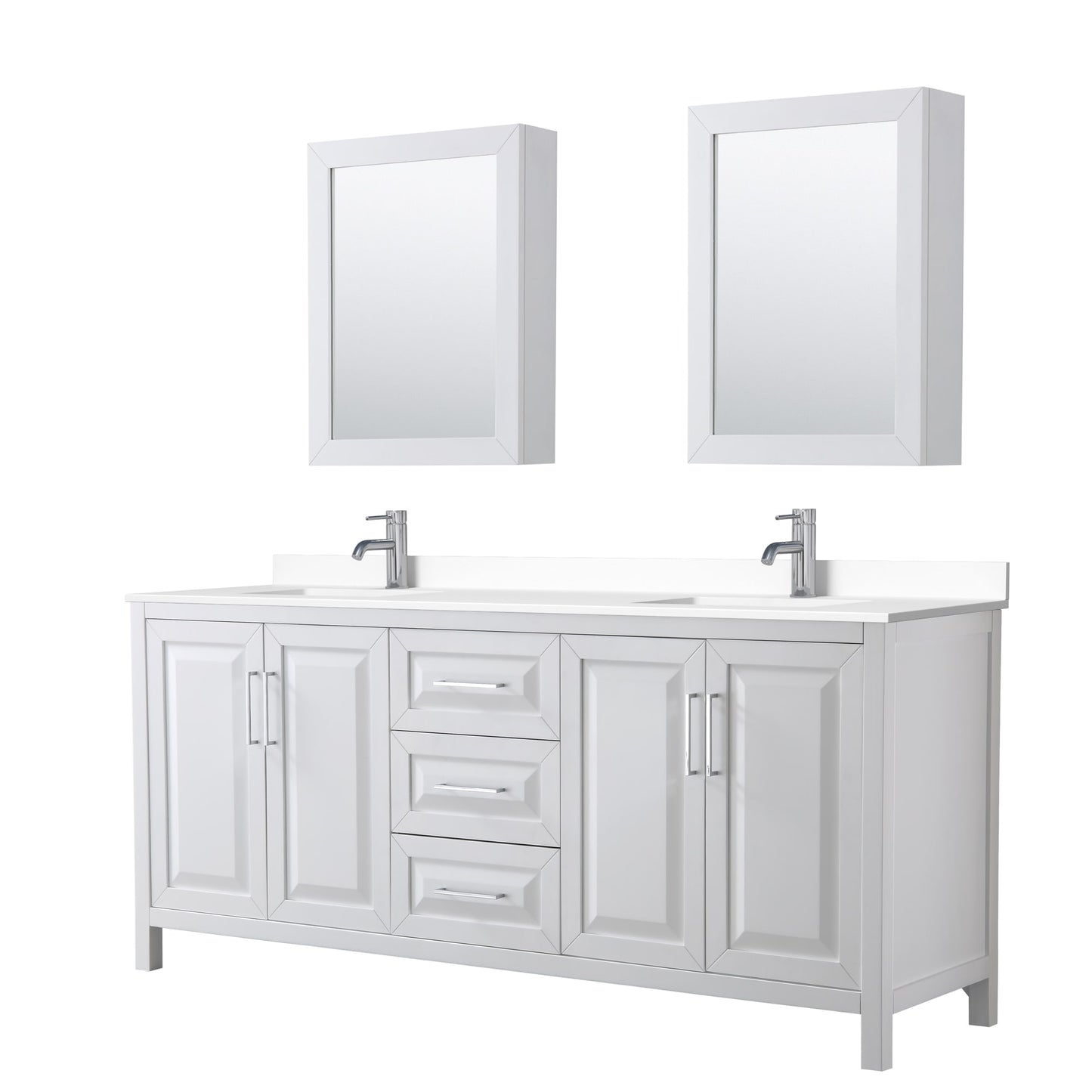 Daria Bathroom Vanity with Countertop 80 inch Double Sink Single hole Faucet Setup