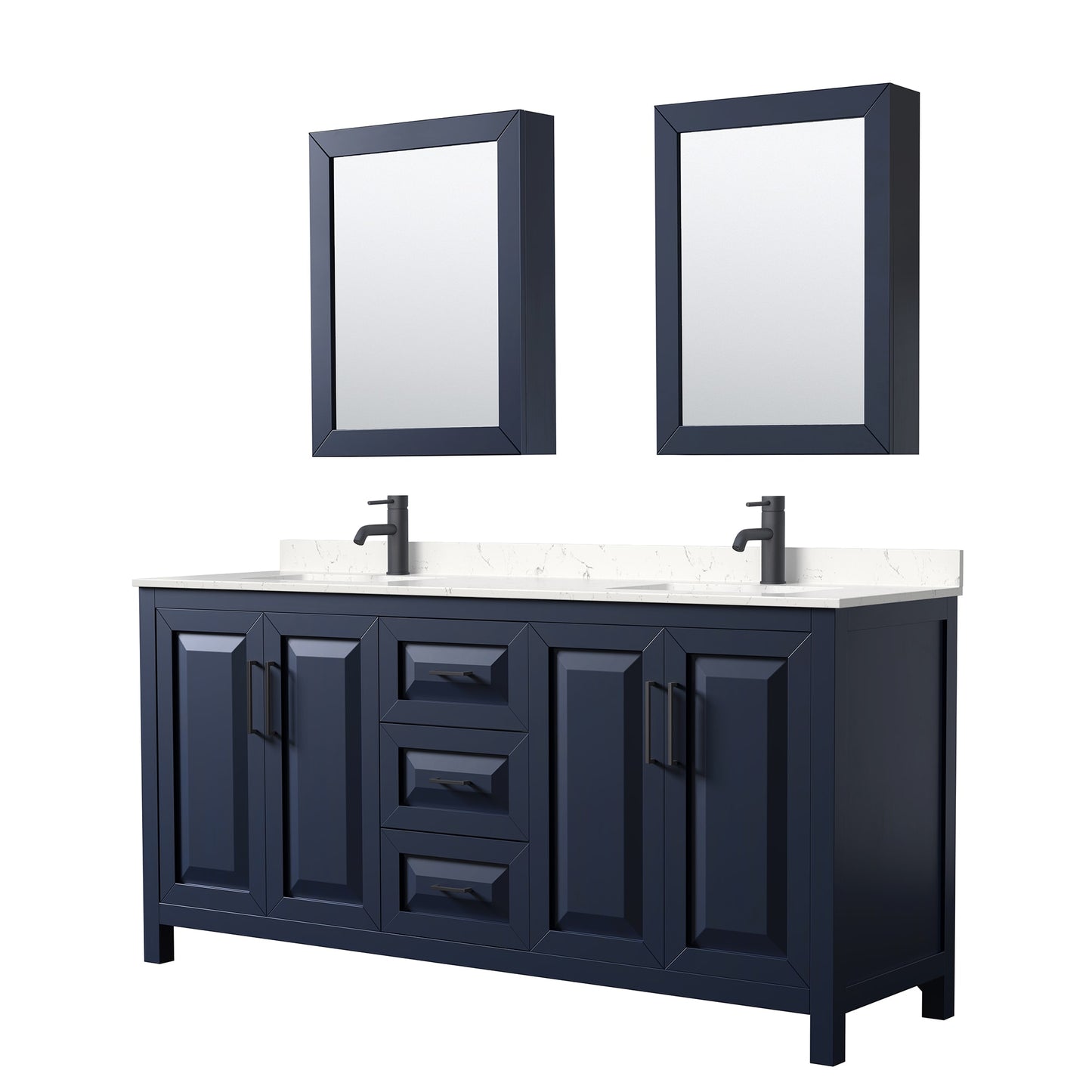 Daria Bathroom Vanity with Countertop 72 inch Double Sink Single hole Faucet Setup