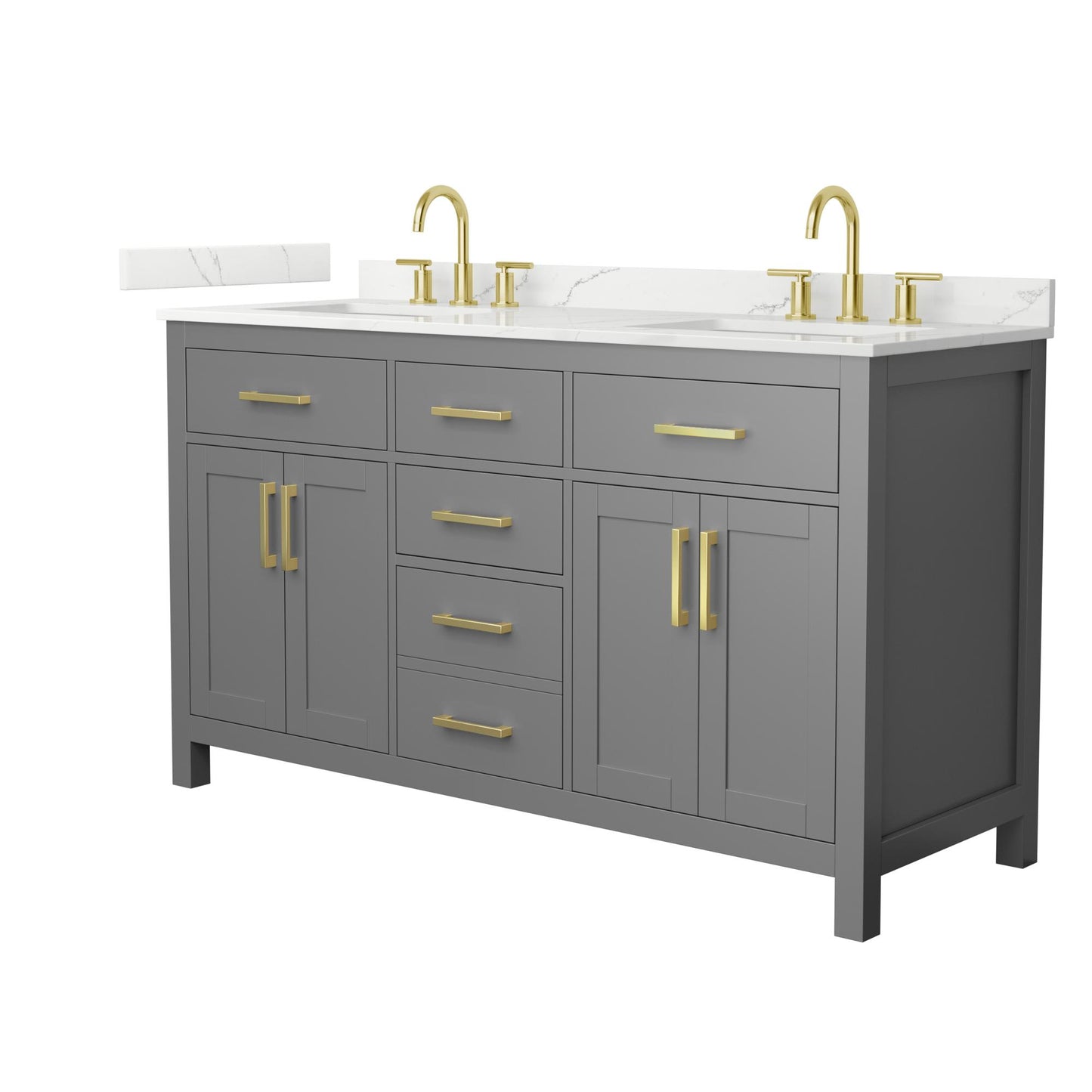 Beckett Bathroom Vanity with Countertop 60 inch Double Sink 3-hole Faucet Setup