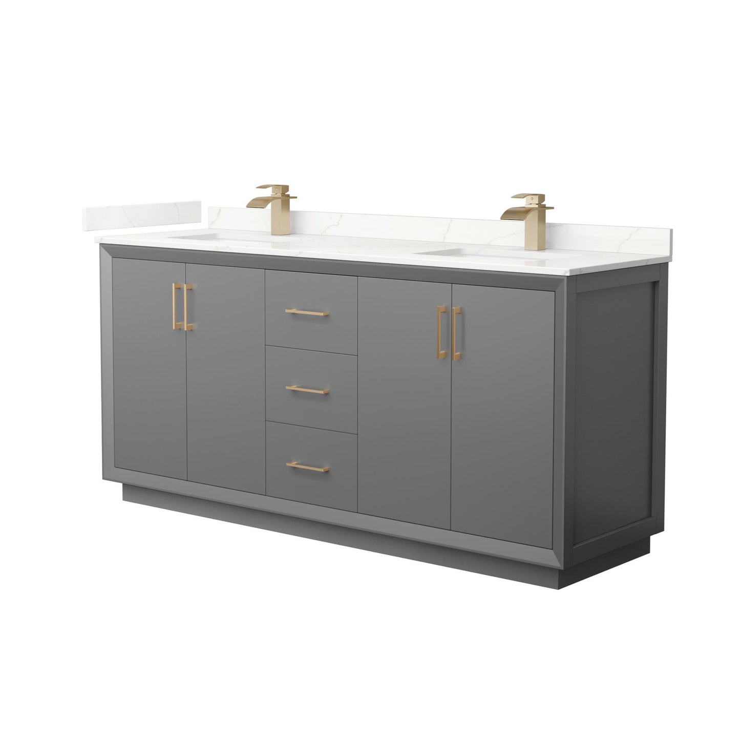 Strada Bathroom Vanity with Countertop 72 inch Double Sink Single hole Faucet Setup