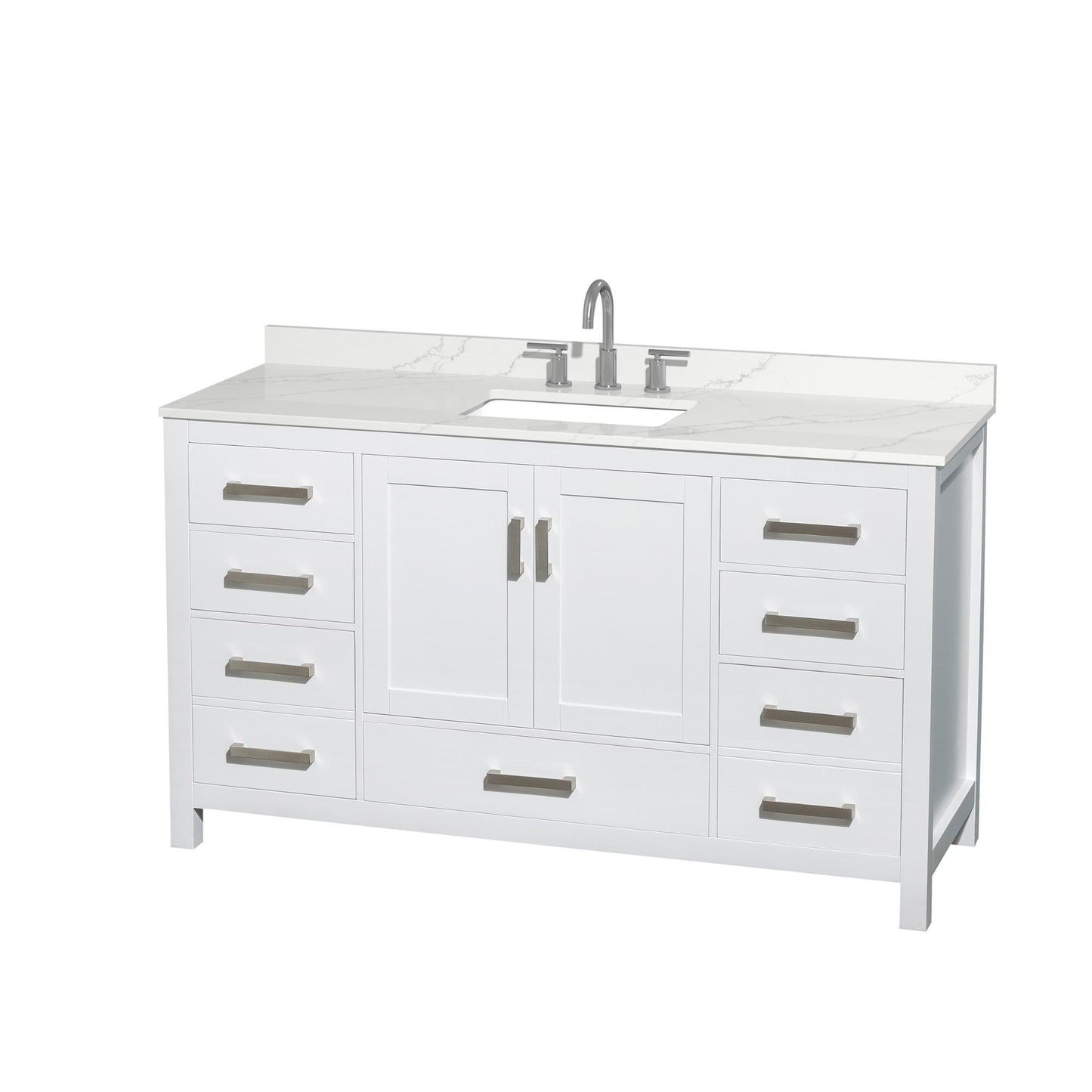 Sheffield Bathroom Vanity with Countertop 60 inch Single Sink 3-hole Faucet Setup