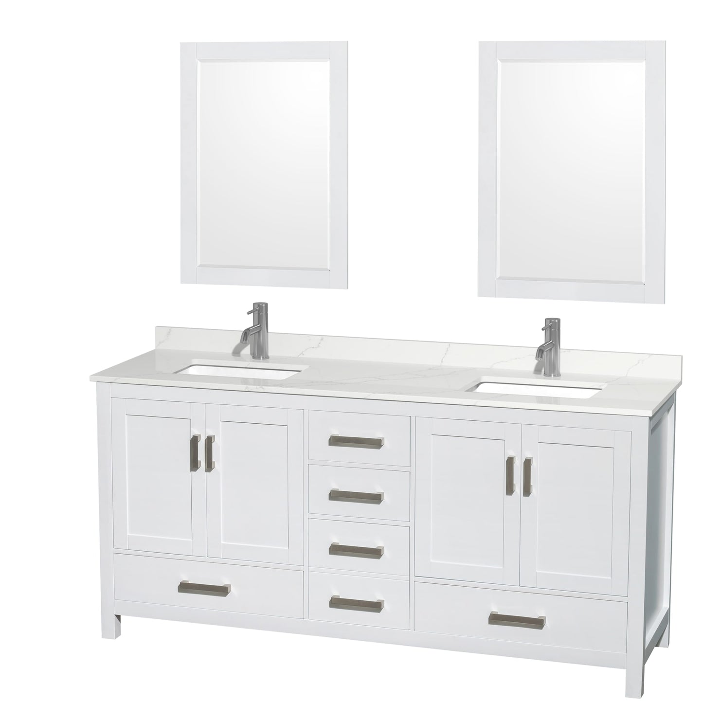 Sheffield Bathroom Vanity with Countertop 72 inch Double Sink Single hole Faucet Setup