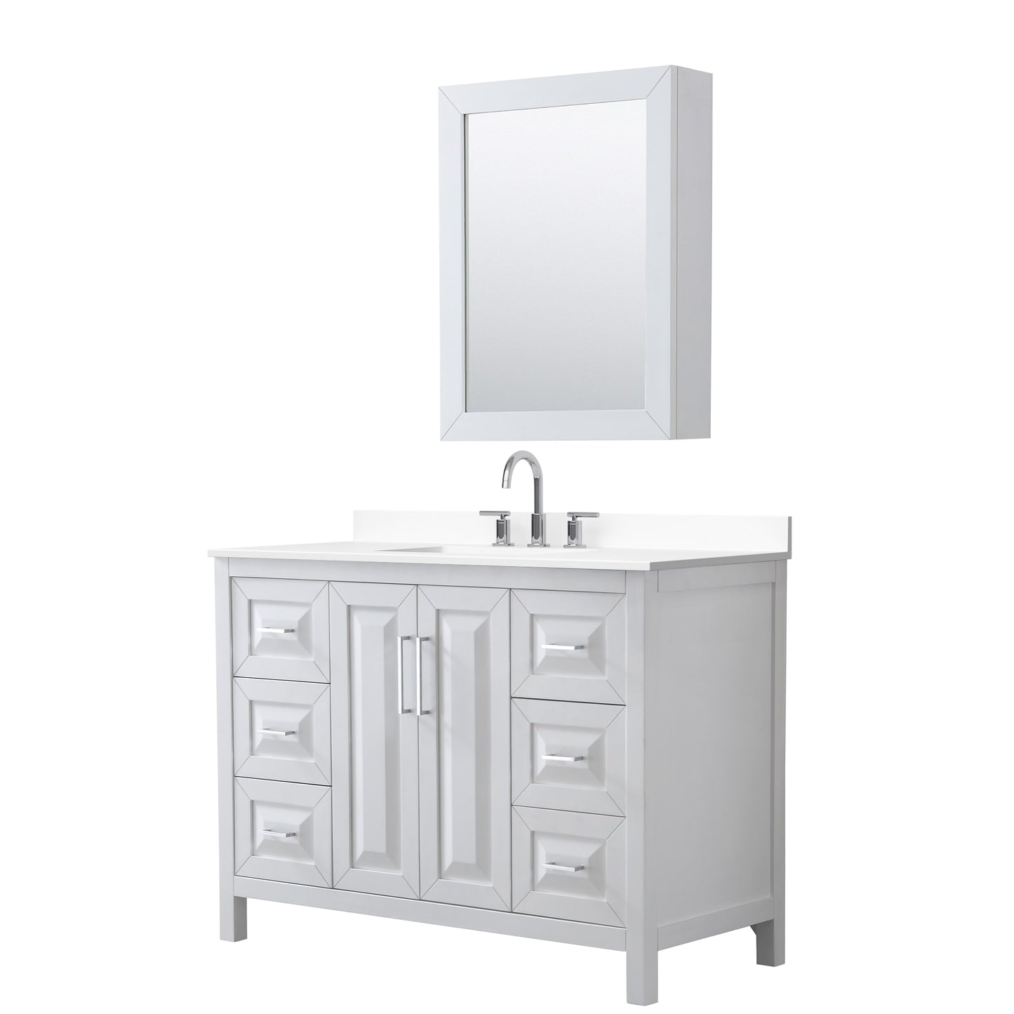Daria Bathroom Vanity with Countertop 48 inch Single Sink 3-hole Faucet Setup